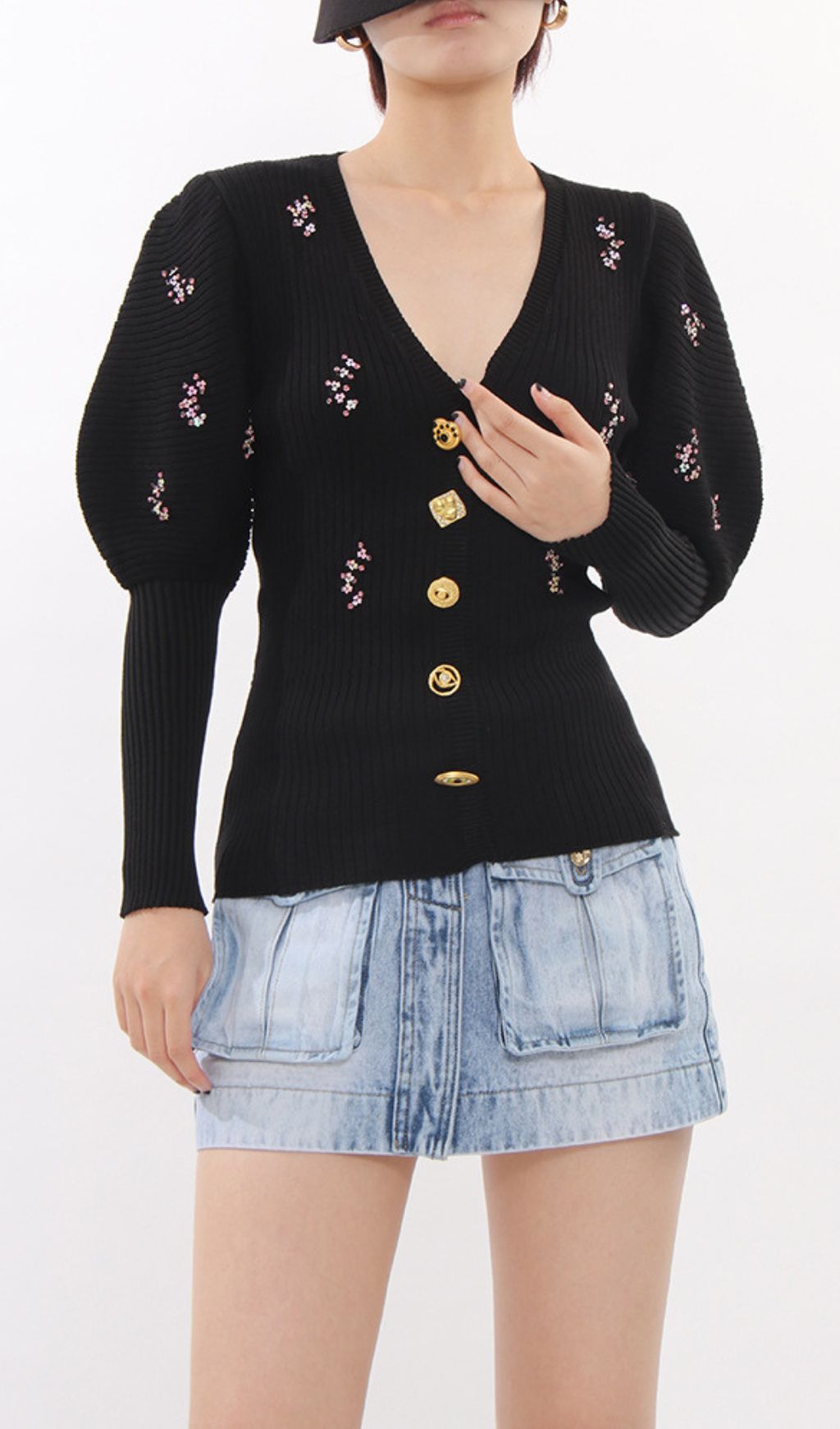 Ichiko Black Embellished Sweater