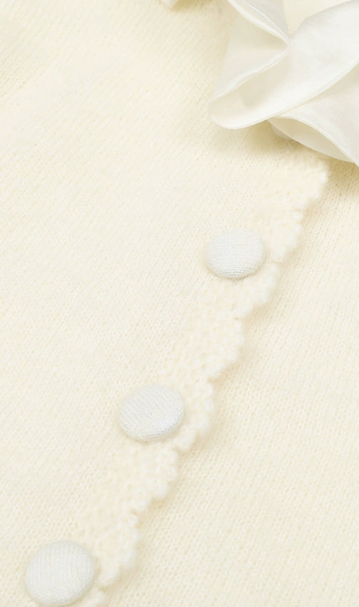 Jacques Ruffle Collar Cropped Knit Cardigan - Elegant Women's Sweater