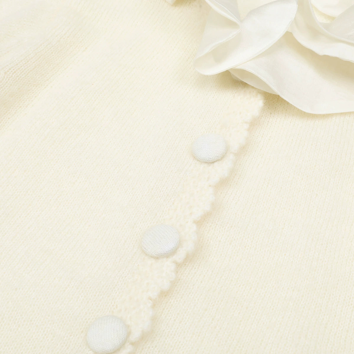 Jacques Ruffle Collar Cropped Knit Cardigan - Elegant Women's Sweater