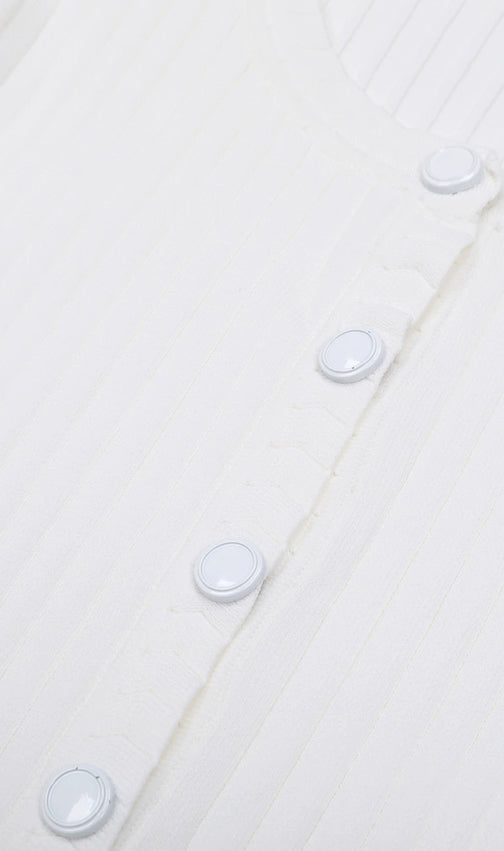 Jackie White Ribbed Knit Maxi Dress & Cardigan Set - Effortless 2-Piece Style