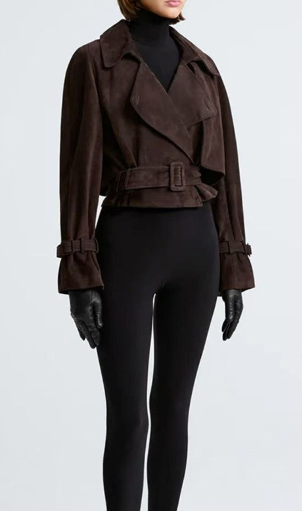 Gittel Brown Belt Crop Coat