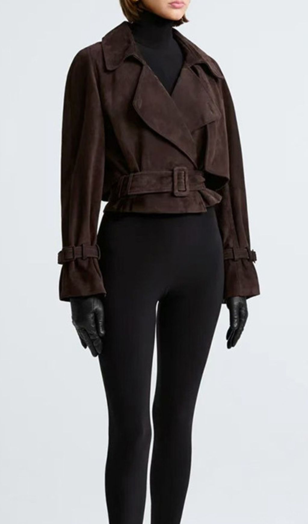 Gittel Brown Belt Crop Coat