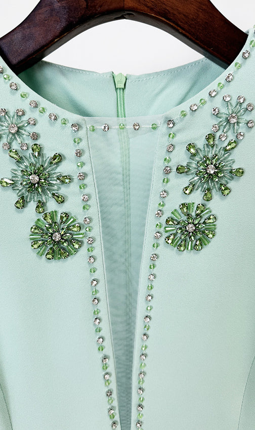 Glaucia Mint Embellished Maxi Dress