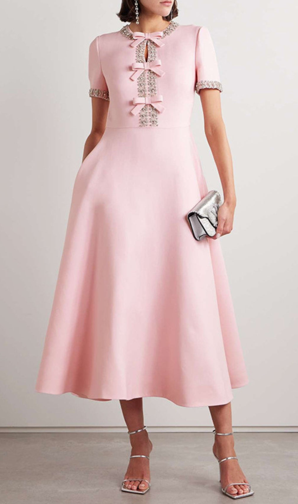 Cenedra Pink Bow Diamond Midi Dress