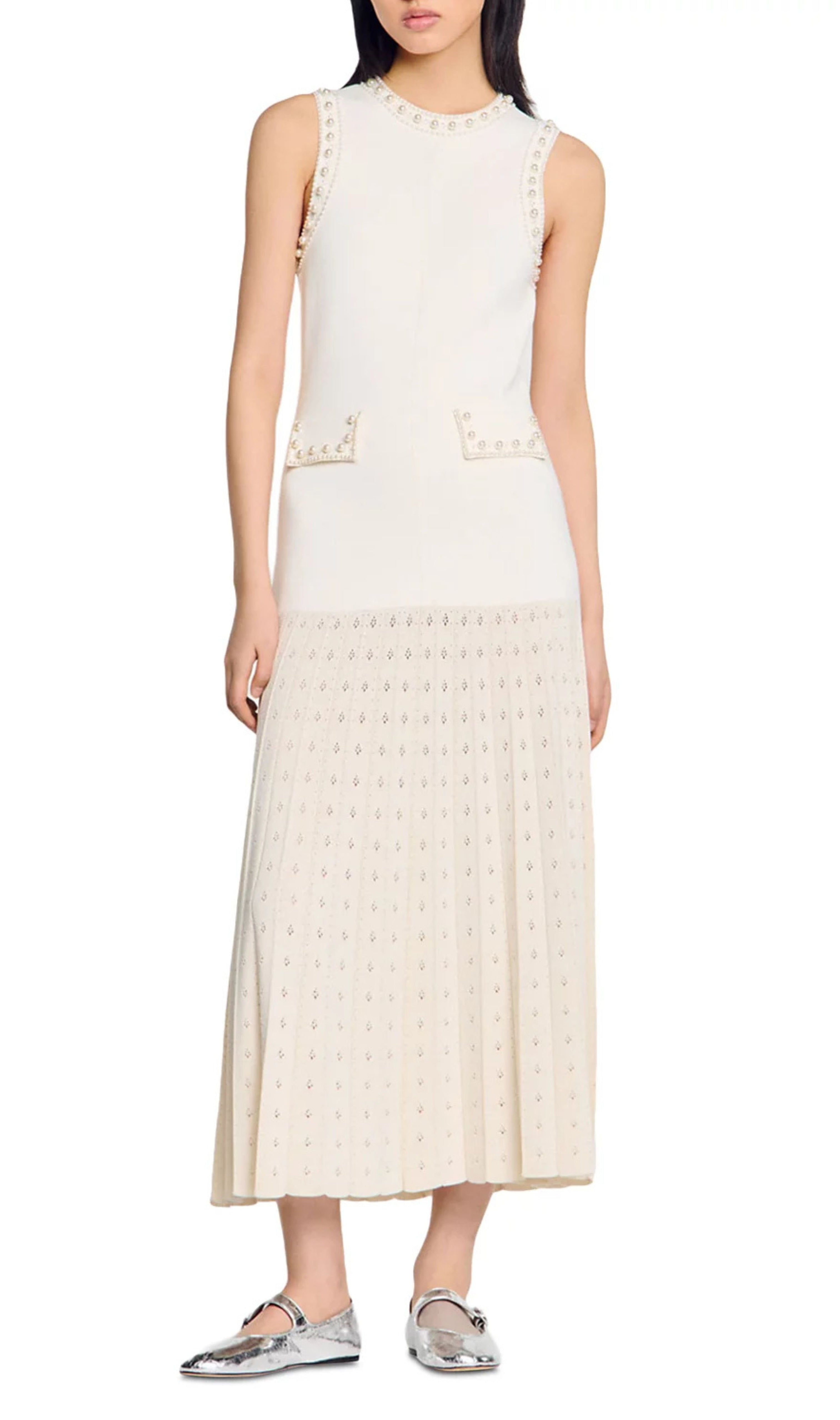 Pearl Bead Knit Maxi Dress