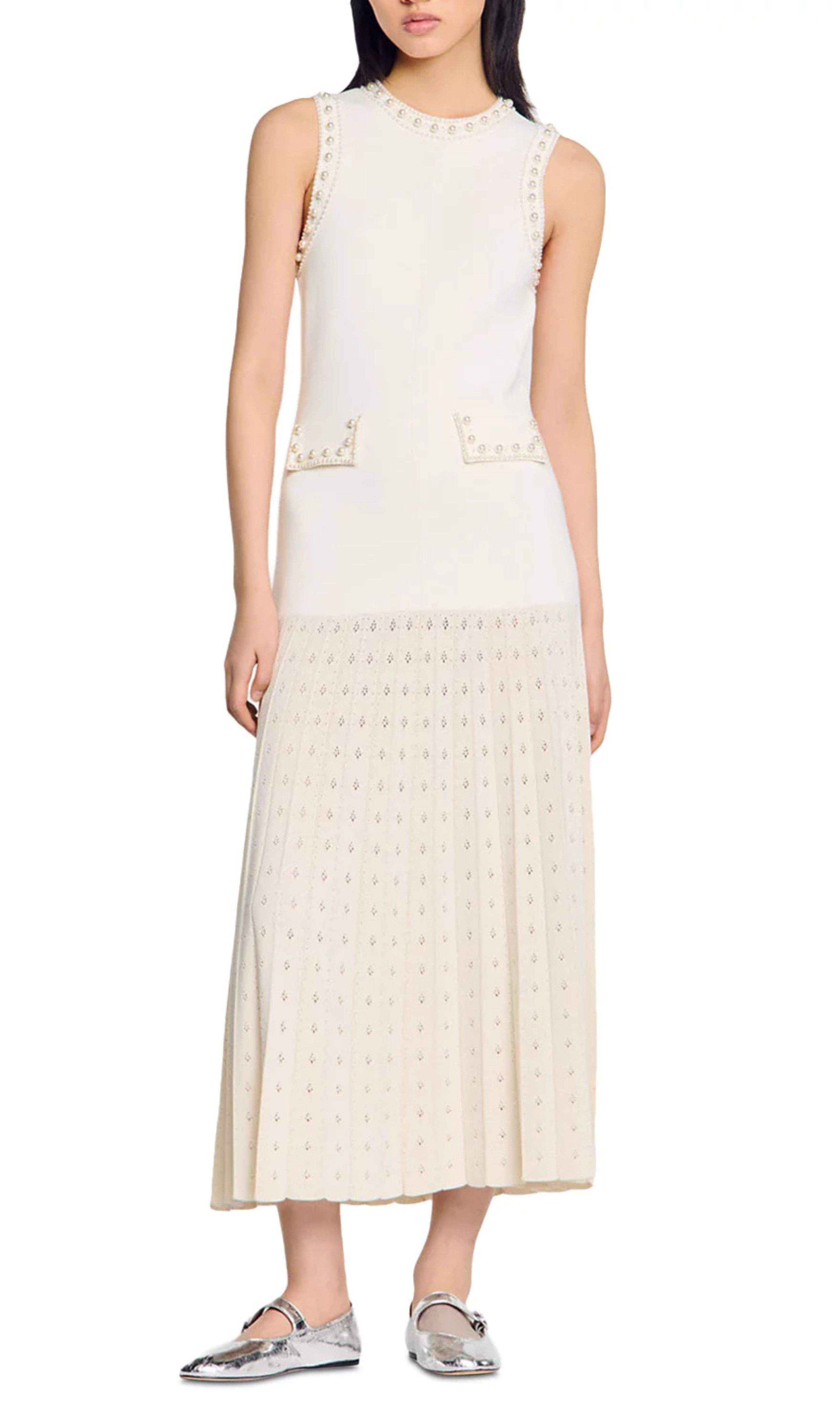 Pearl Bead Knit Maxi Dress