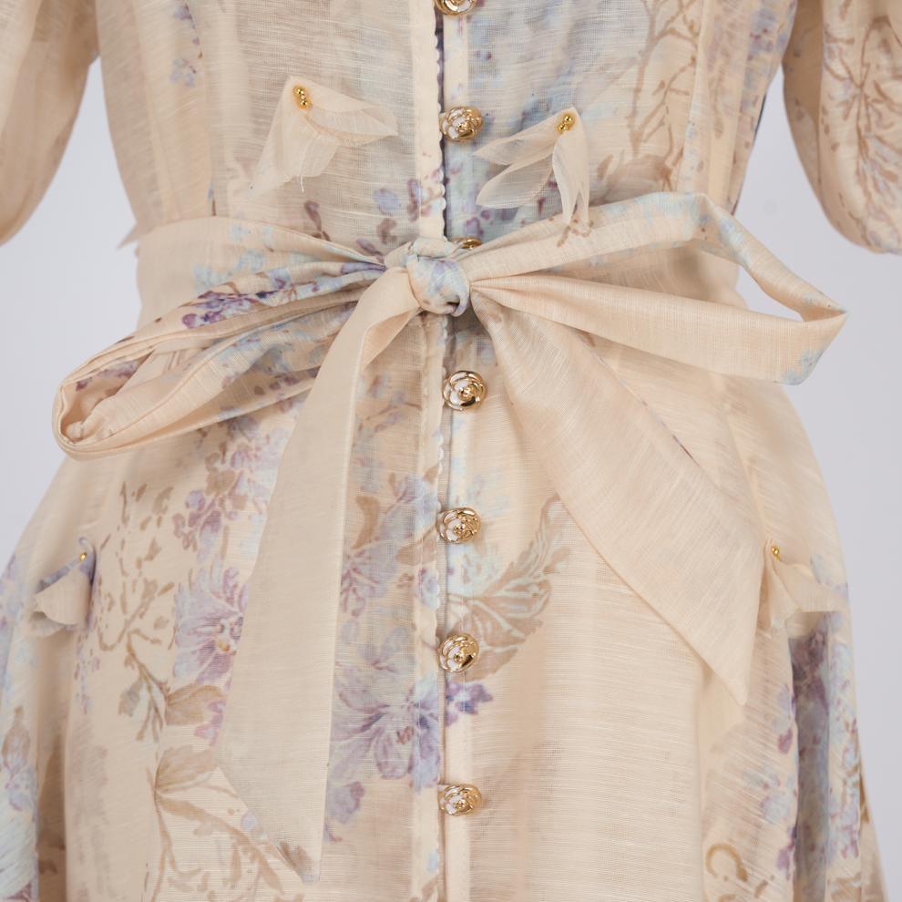 Karmiela Romantic Floral Puff-Sleeve Maxi Dress | Elegant Wedding Guest Gown