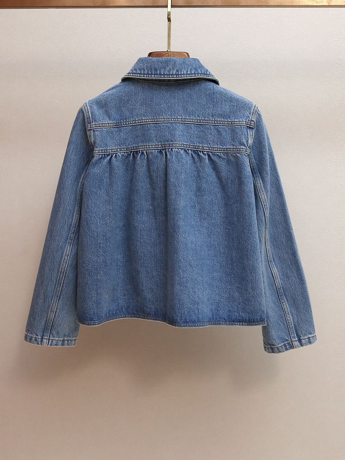 Harmoni Chic Cropped Denim Jacket - Effortless Style & Rounded Collar