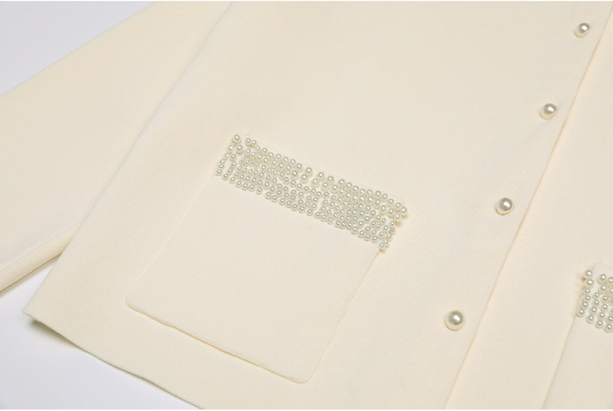 Fatin Knit Beaded Cardigan & Midi Dress