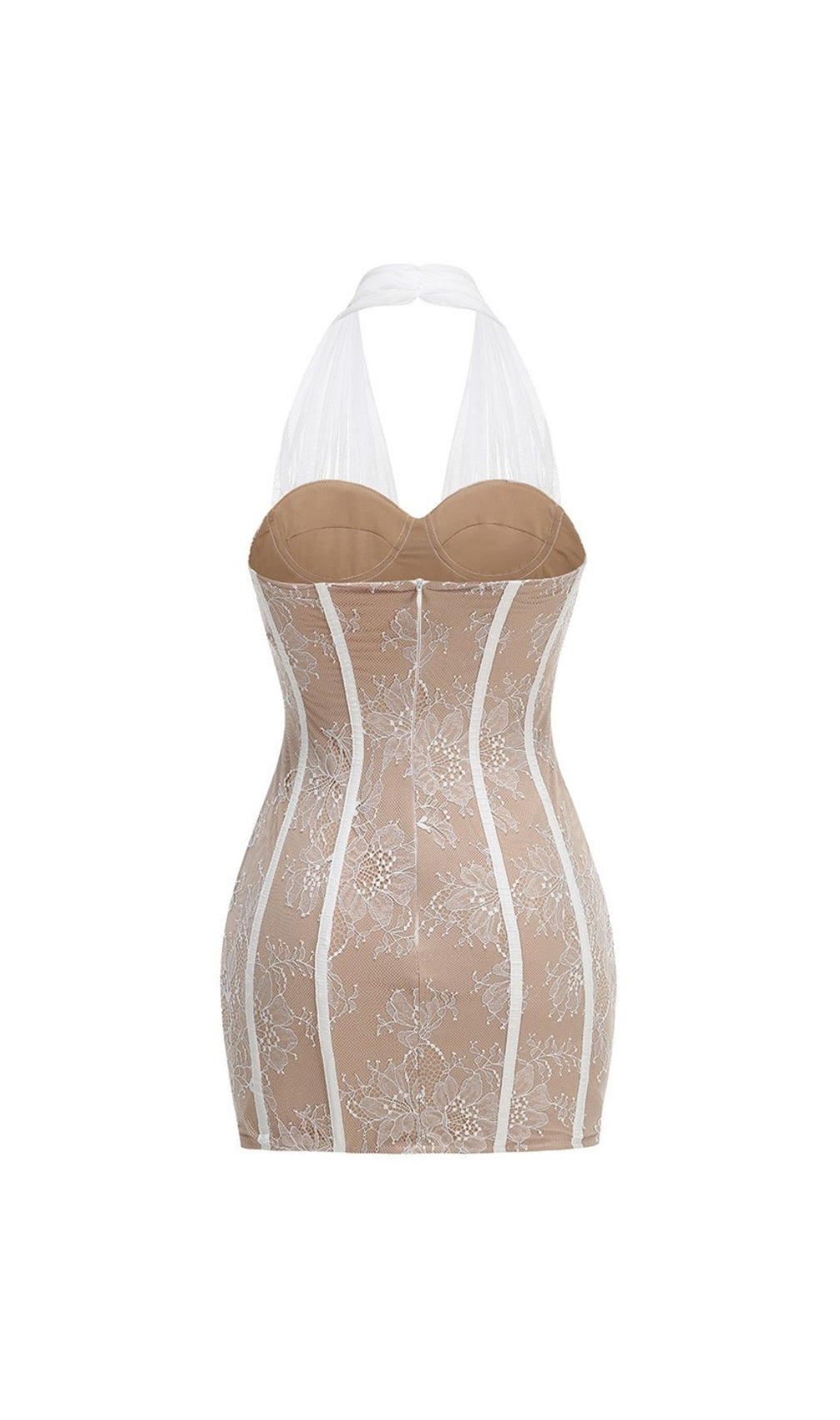 Kena White Halter Lace Corset Mini Dress | Bodycon Party & Date Night