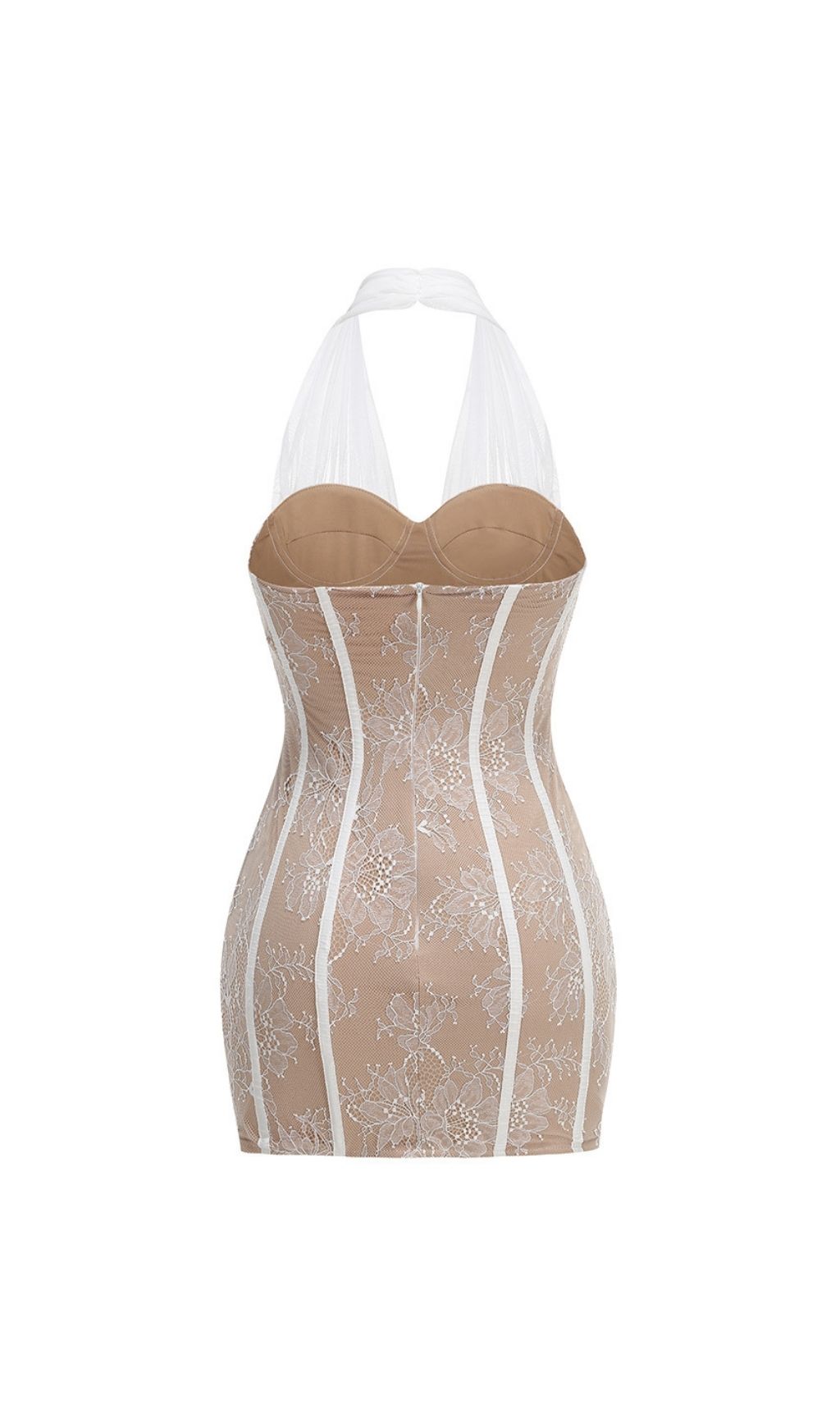 Kena White Halter Lace Corset Mini Dress | Bodycon Party & Date Night