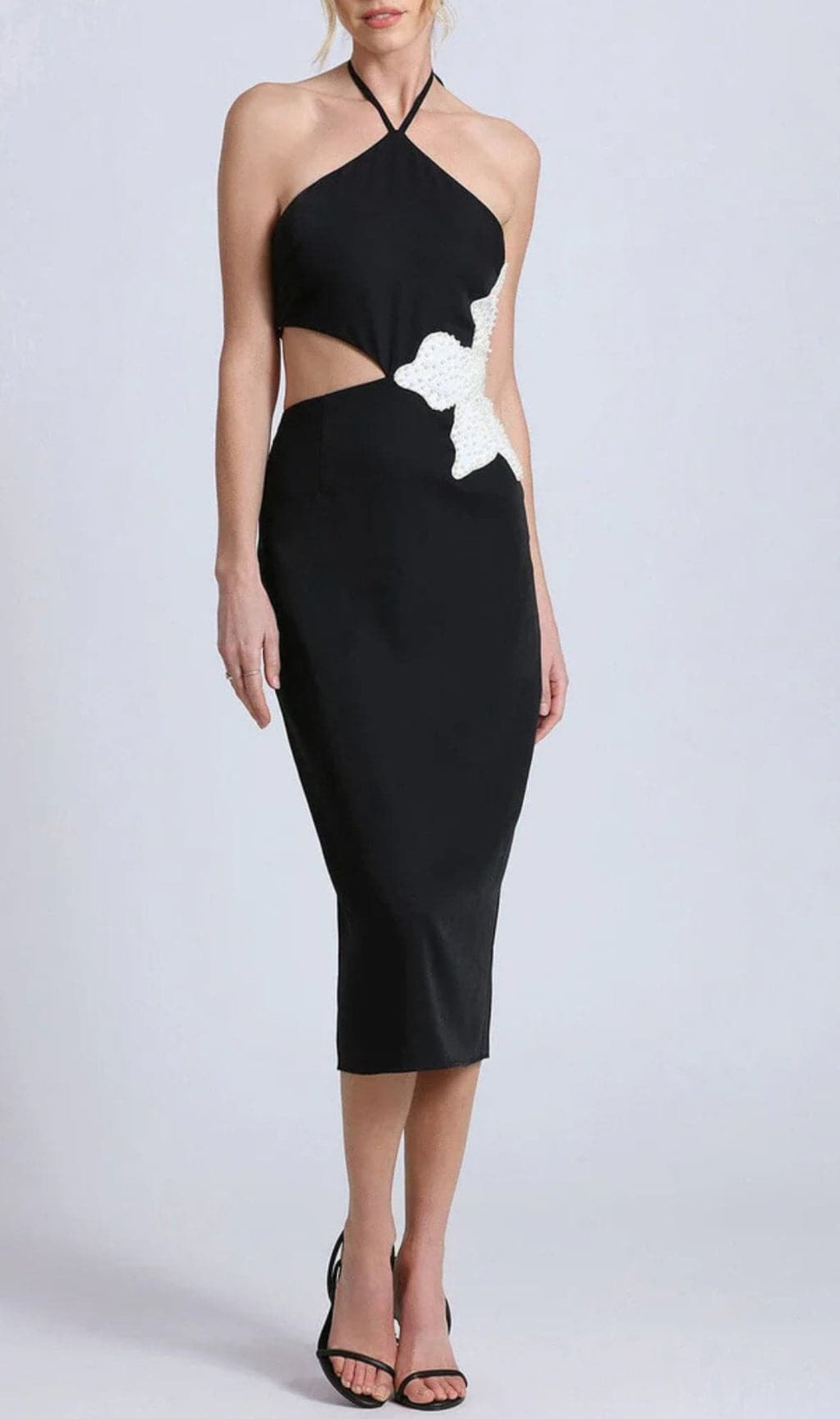 Babette Flower Cotout Bandage Midi Dress