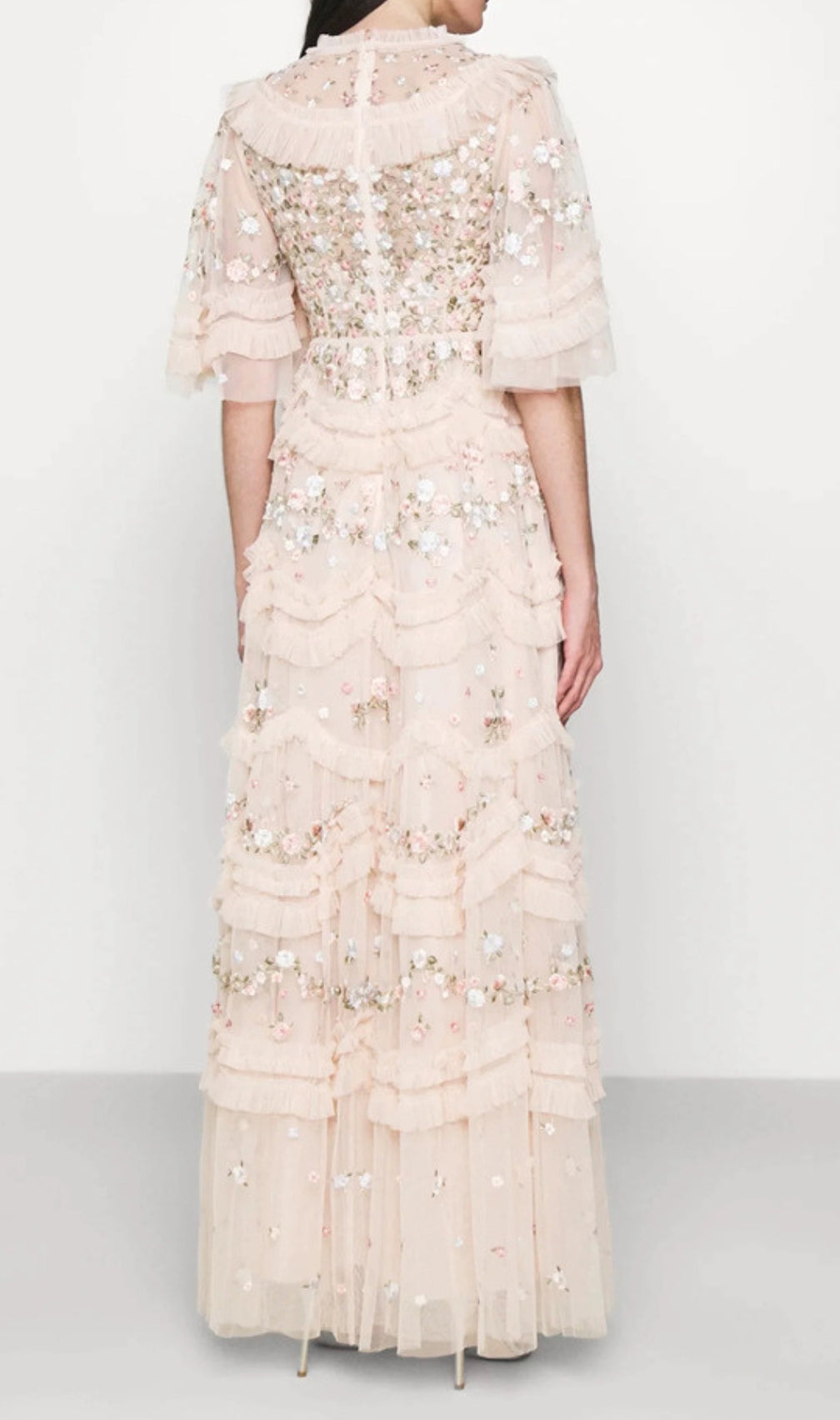 Dido Flower Embroidery Mesh Maxi Dress