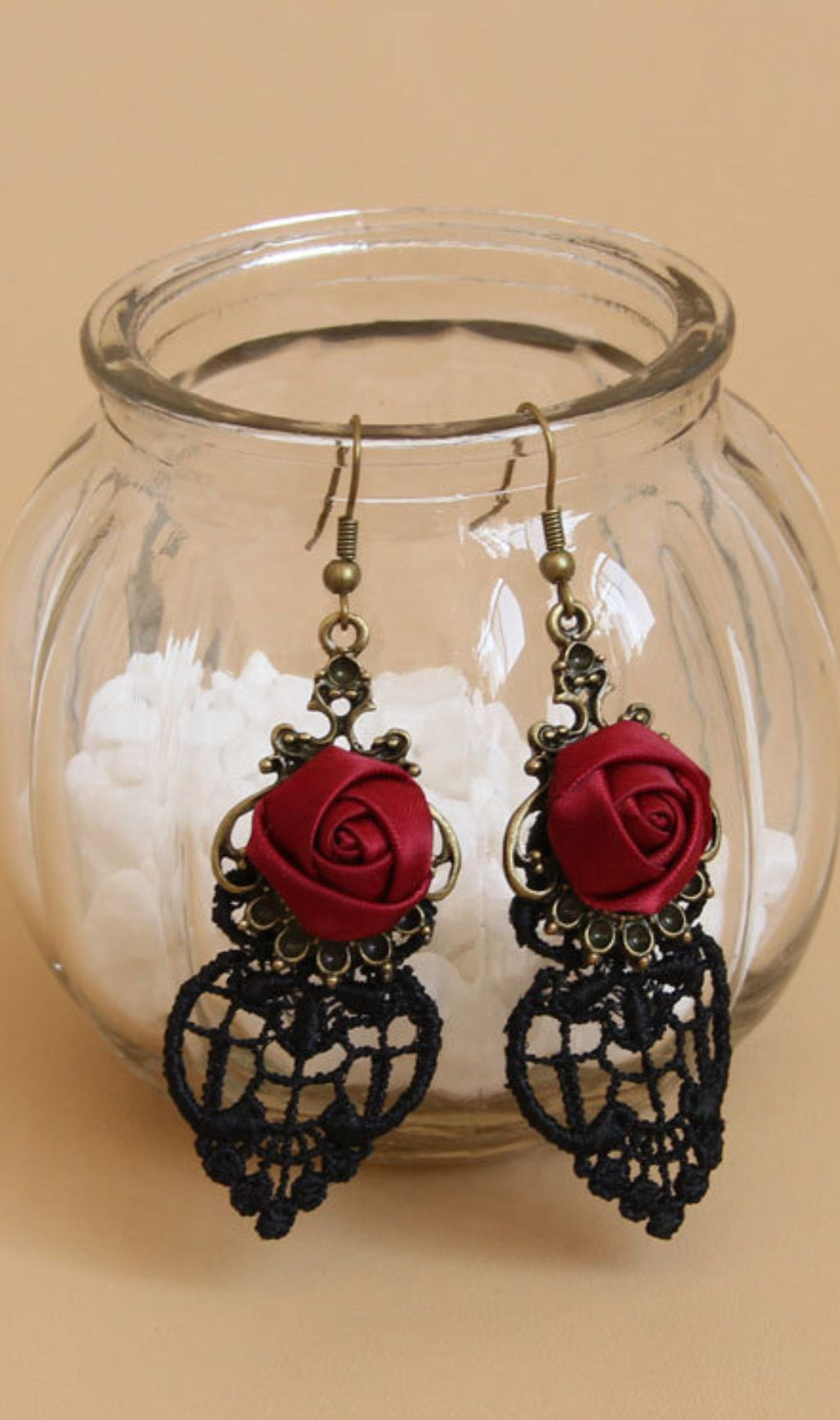 Hollow Lace Rose Earrings