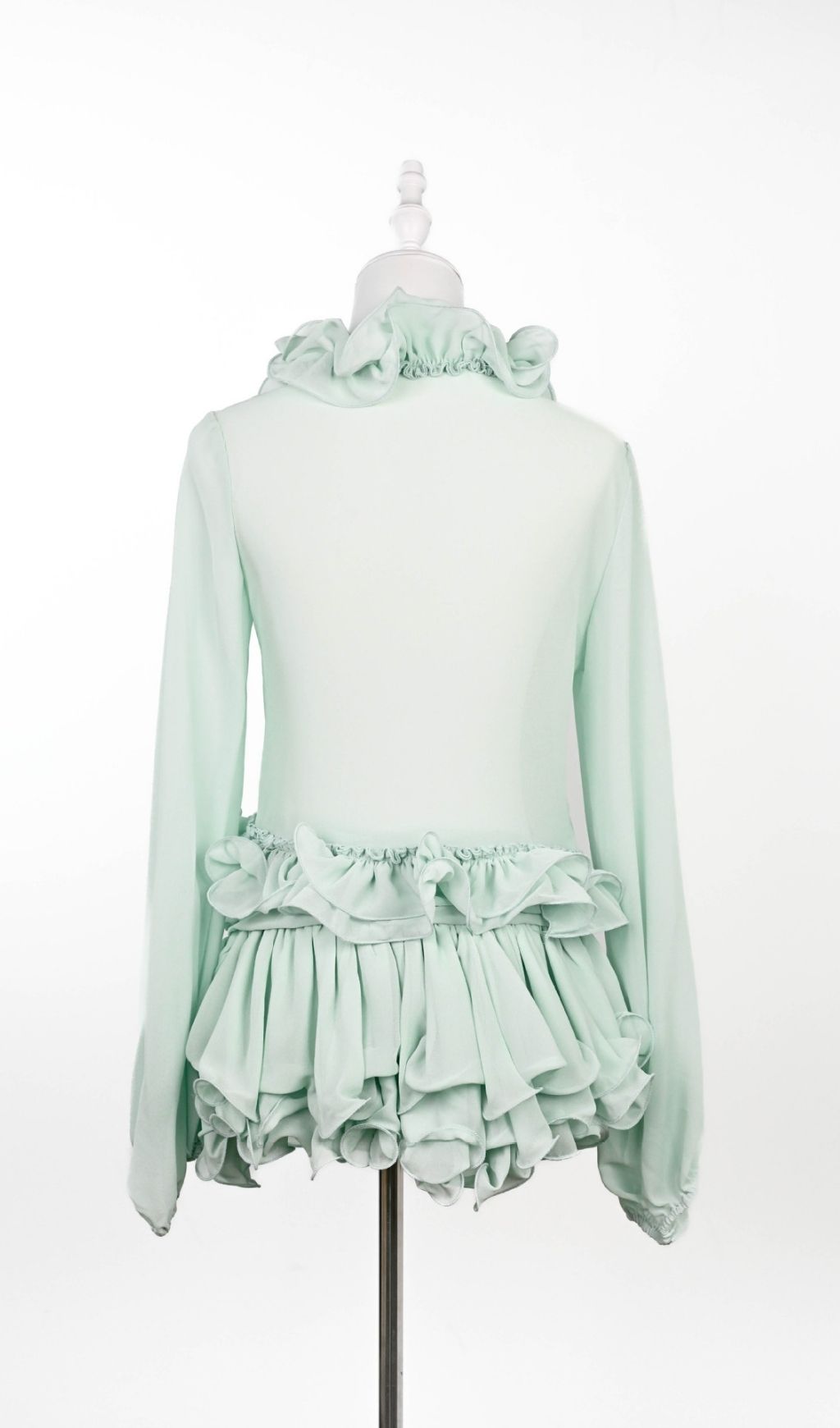 Evarn Sky Blue Ruffle Long Sleeve Mini Skirt Set - Effortless Chic