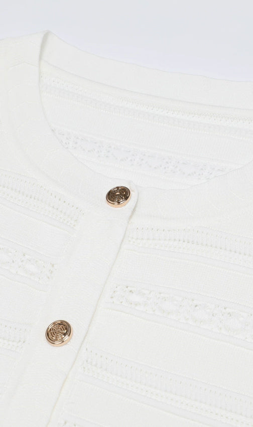 Kinsey White Knit Cardigan & Dress Set