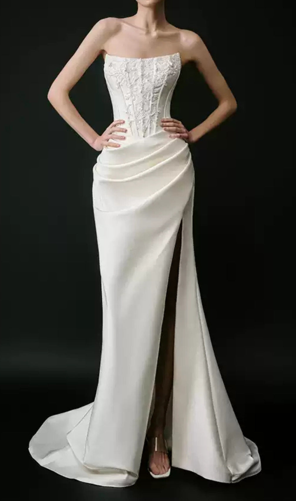 Caetana White Strapless Corset Maxi Dress