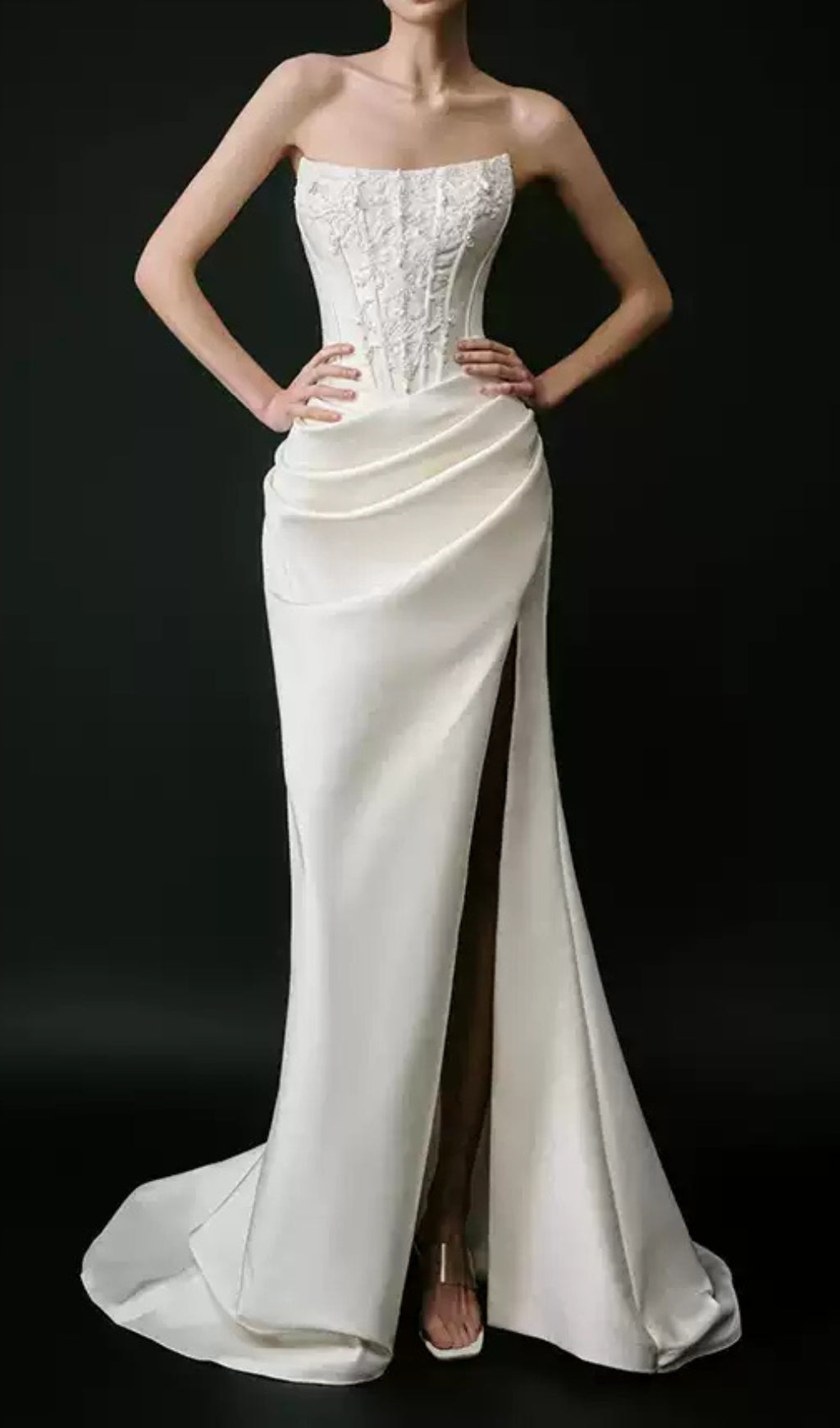Caetana White Strapless Corset Maxi Dress