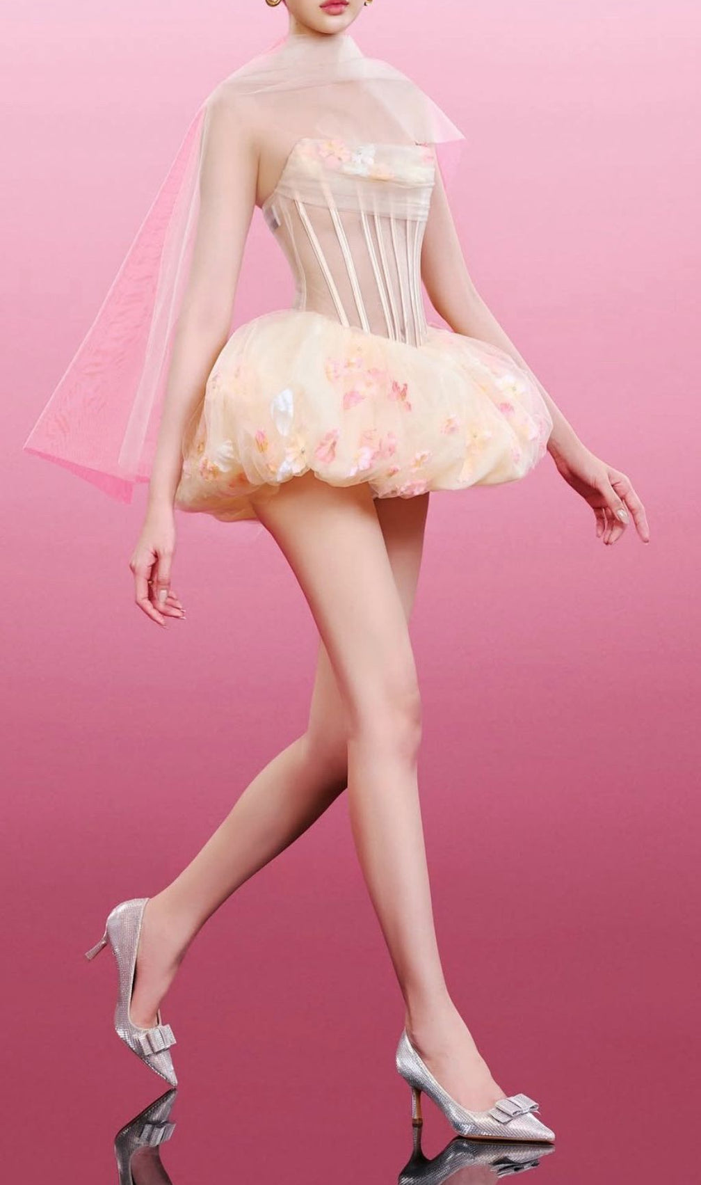 Jess Enchanting Strapless Corset Floral Tulle Mini Dress - Chic & Flirty