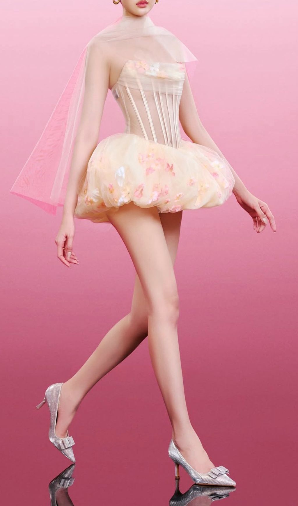 Jess Enchanting Strapless Corset Floral Tulle Mini Dress - Chic & Flirty