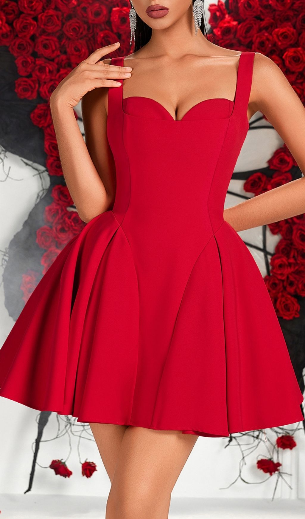 Ignite The Night Red Sweetheart Strappy Mini Dress