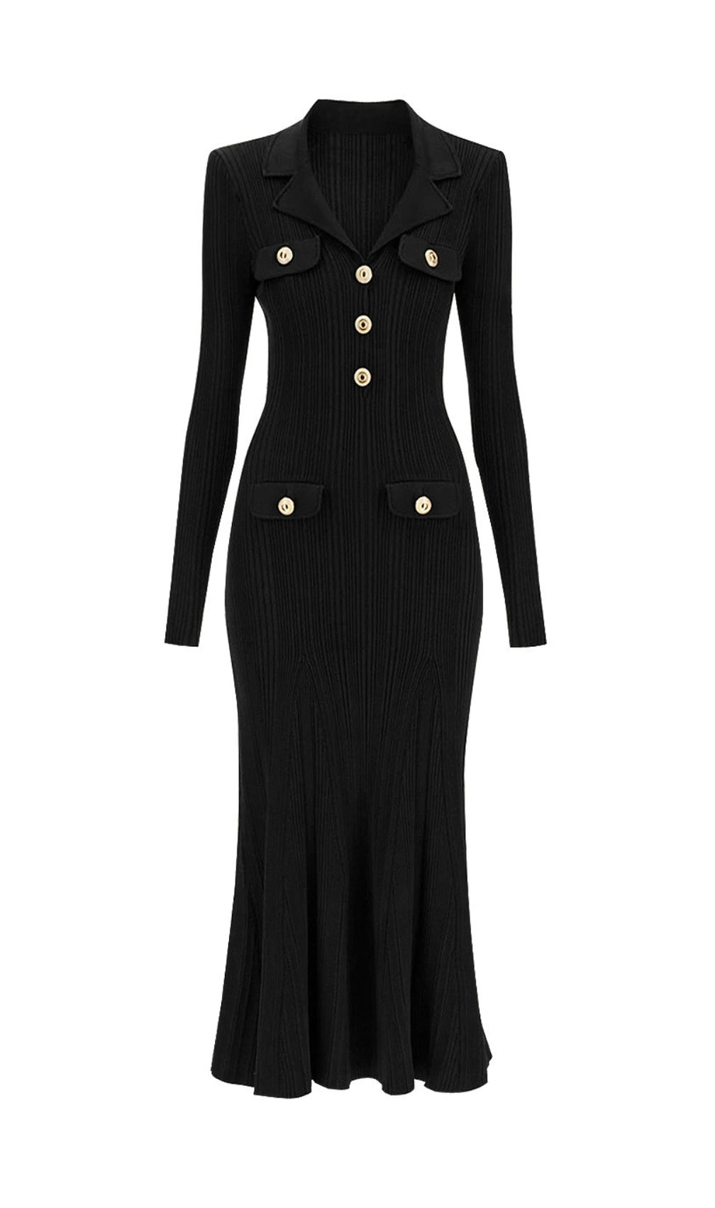 Clidhna Long Sleeve Button Knit Midi Dress