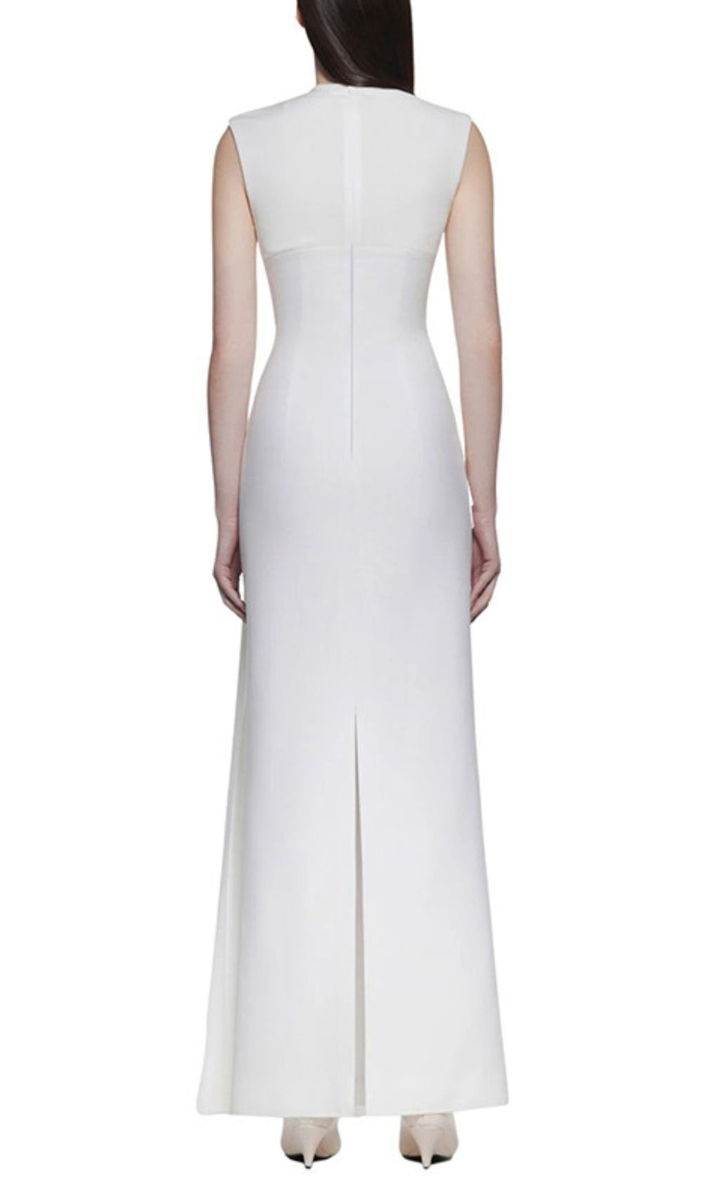 Iman Sleeveless Mock Neck Maxi Dress - Elegant White Gown for Special Occasions