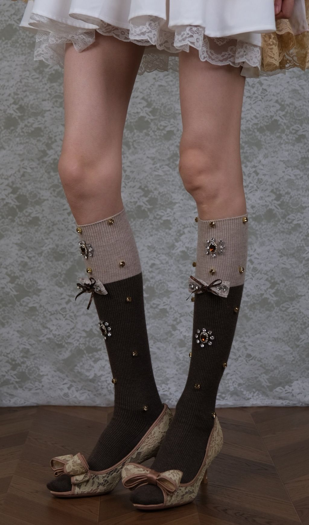 Diamante Embellished Bow Stockings