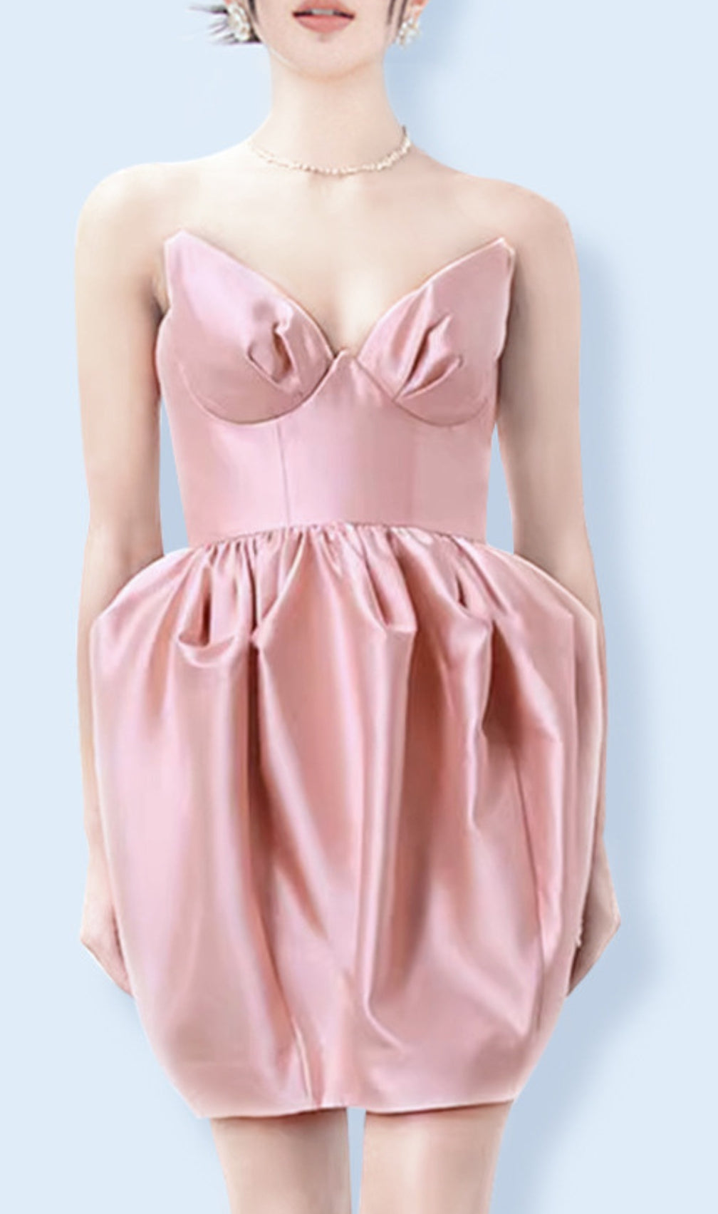 Caprice Pink Strapless Corset Bud Mini Dress