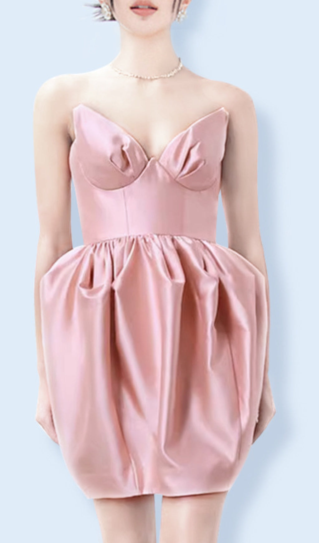 Caprice Pink Strapless Corset Bud Mini Dress