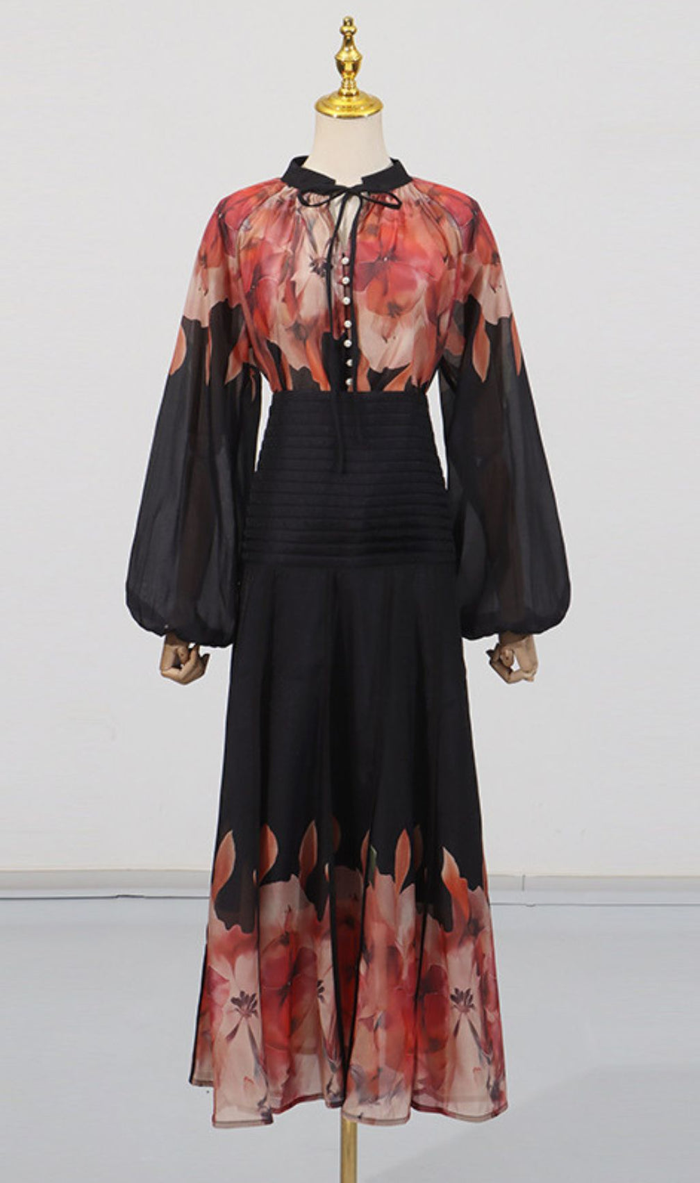 Gerda Flower Printed Long Sleeve Shirt & Skirt Set