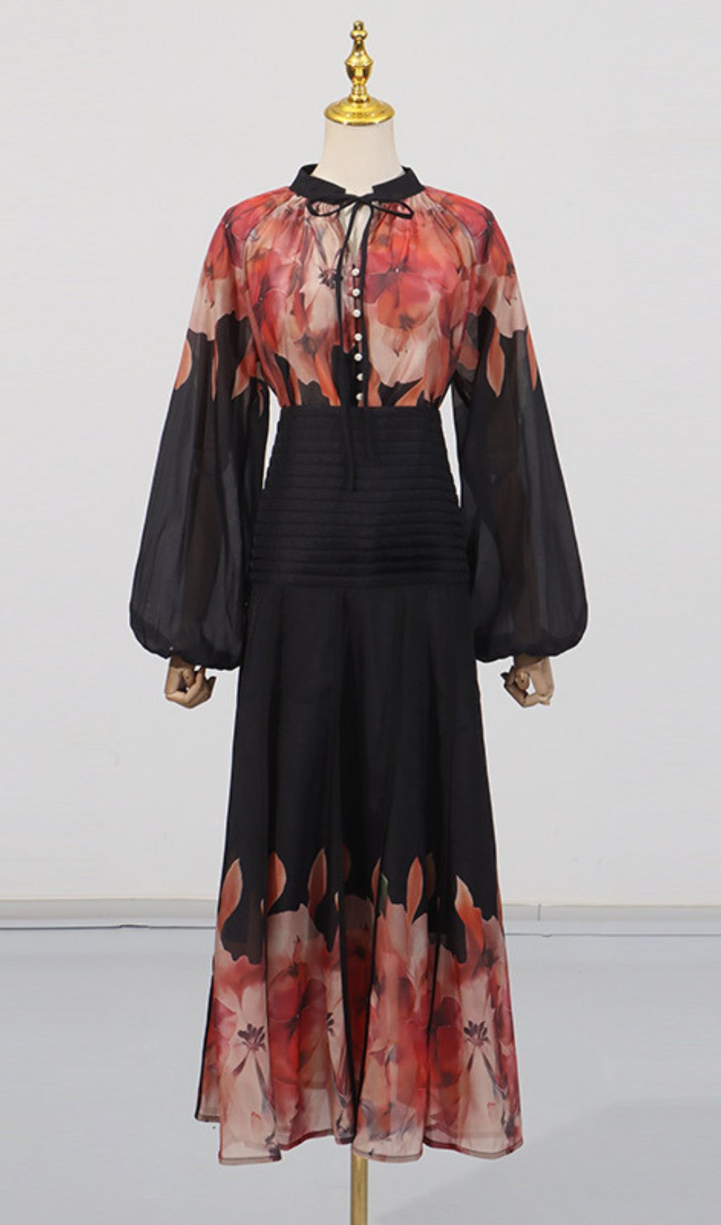 Gerda Flower Printed Long Sleeve Shirt & Skirt Set