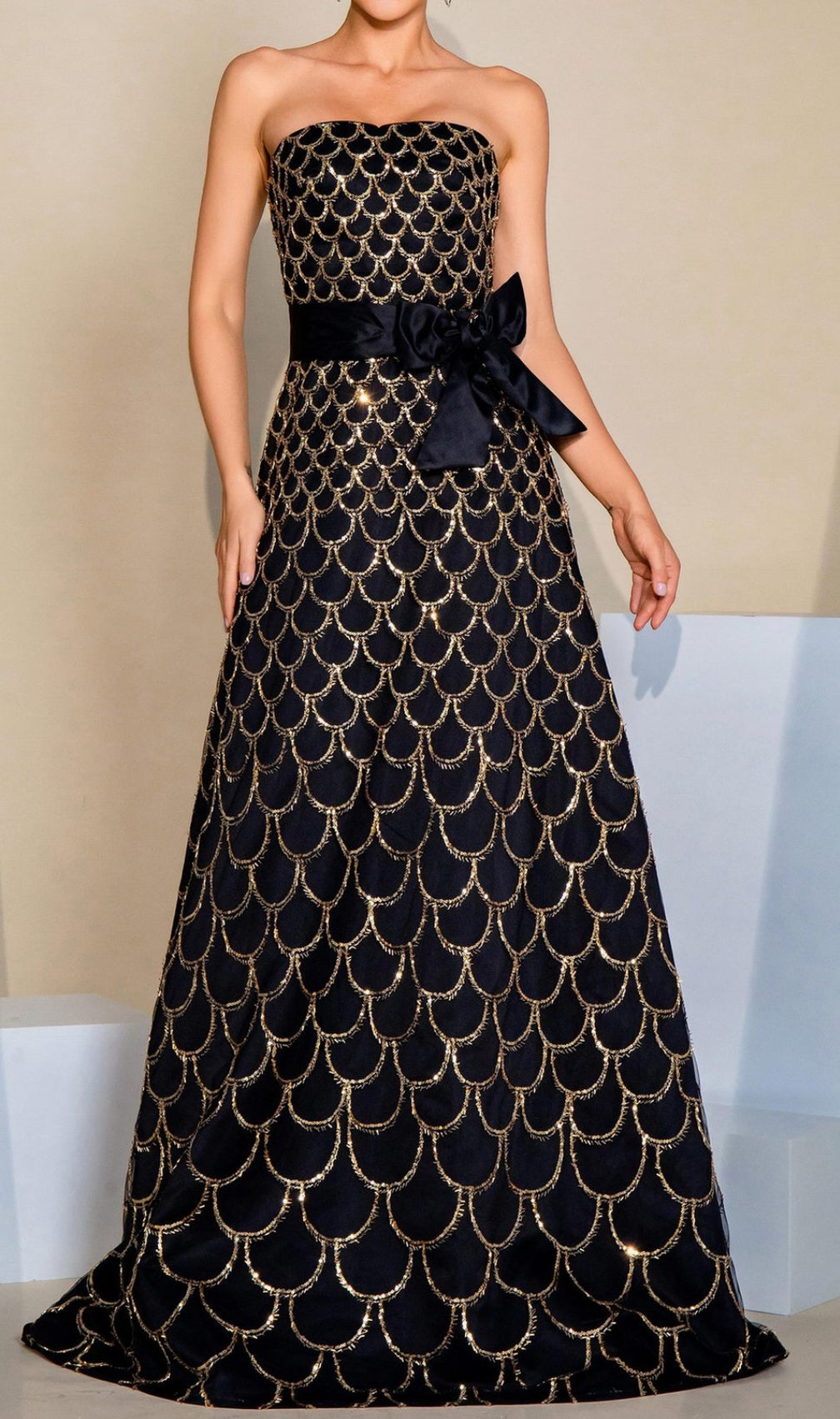 Cammy Black Strapless Sequin Maxi Dress