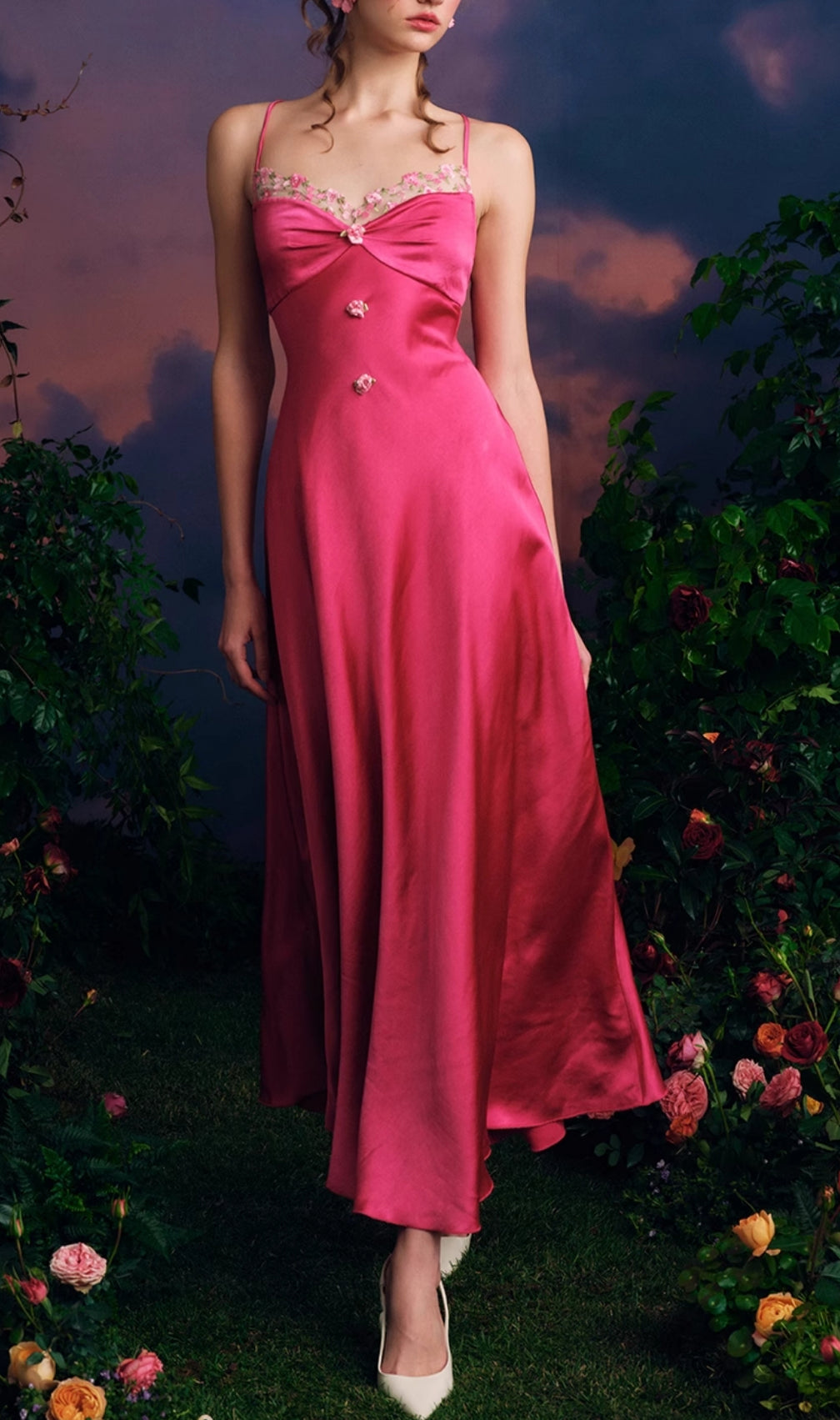 Ehawee Rose Red Floral Maxi Dress