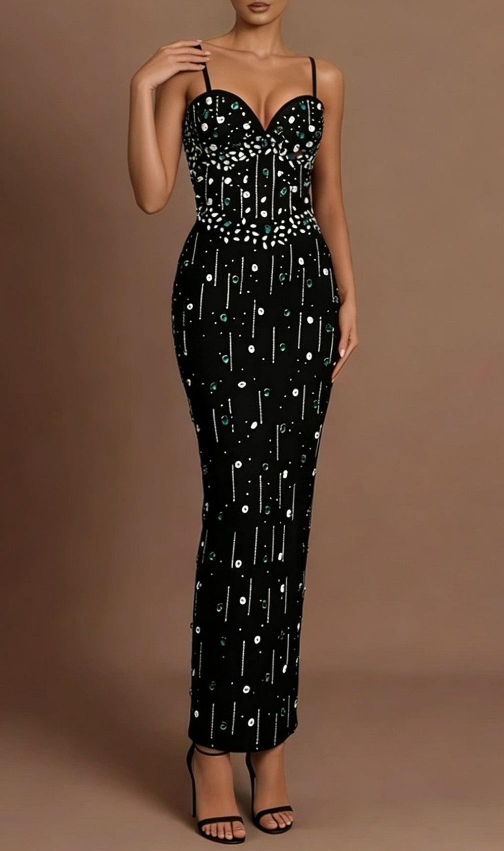 Keyra Sparkling Diamante Bandage Maxi Dress | Elegant Evening Gown
