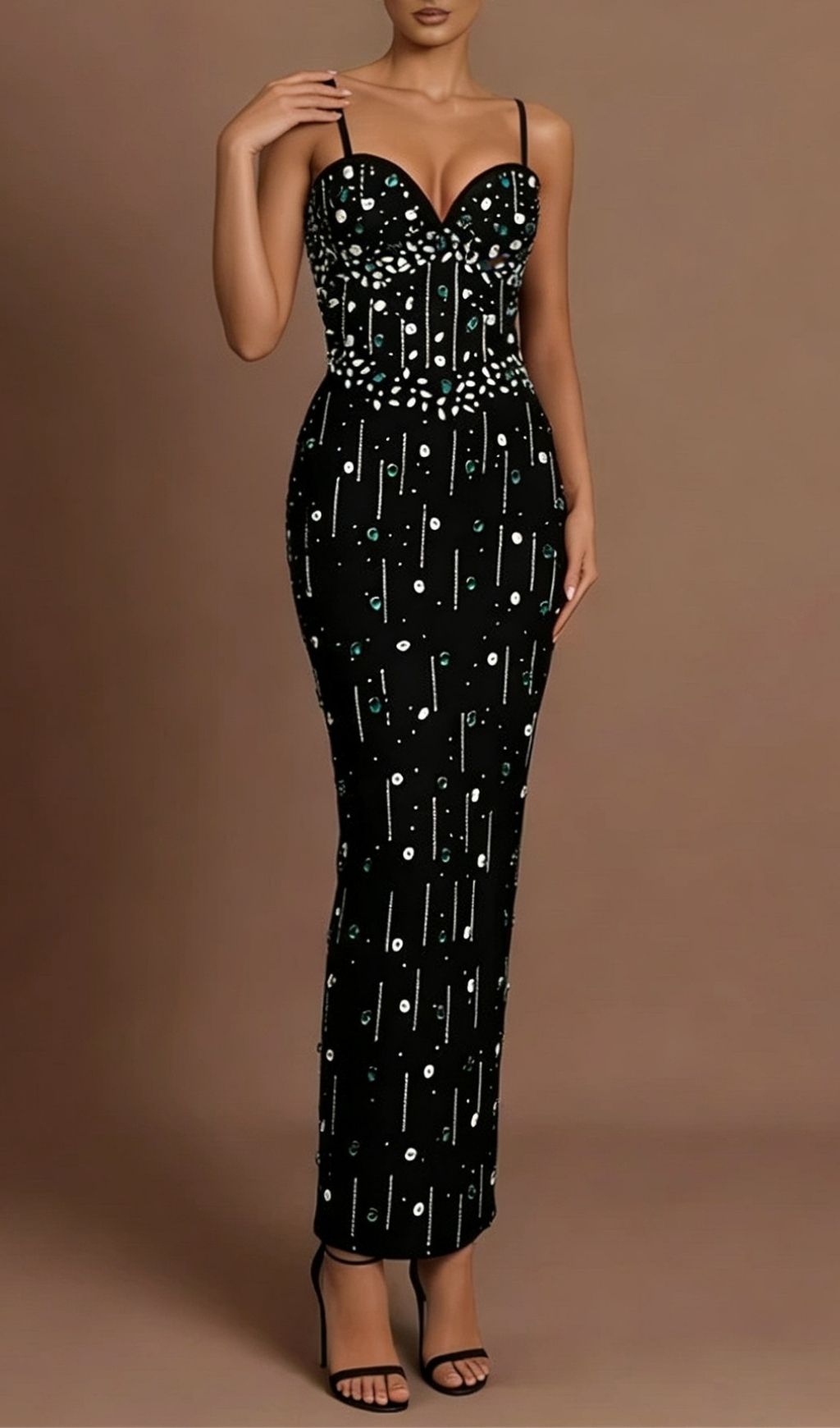 Keyra Sparkling Diamante Bandage Maxi Dress | Elegant Evening Gown