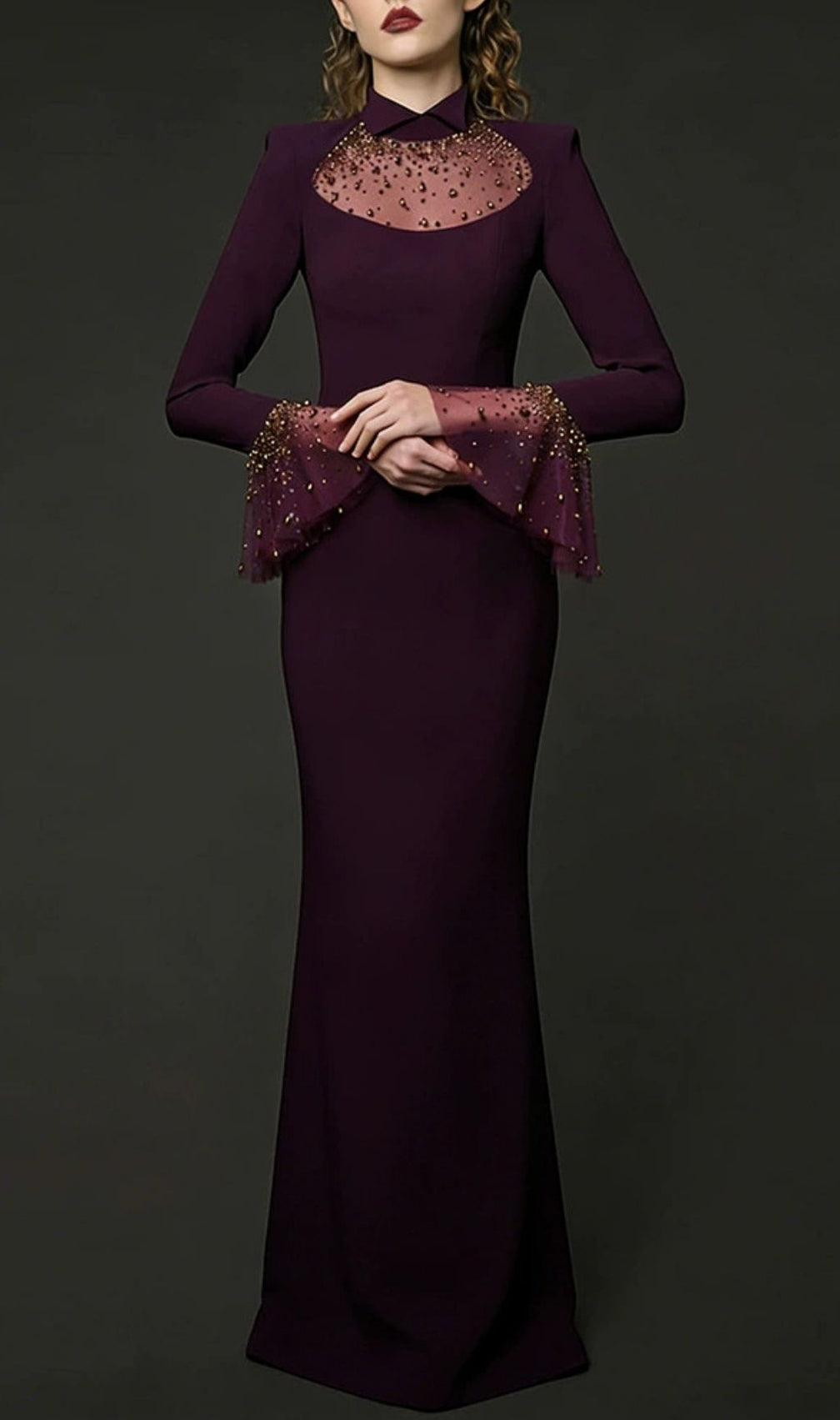 Kyrene Embellished Long Sleeve Maxi Dress