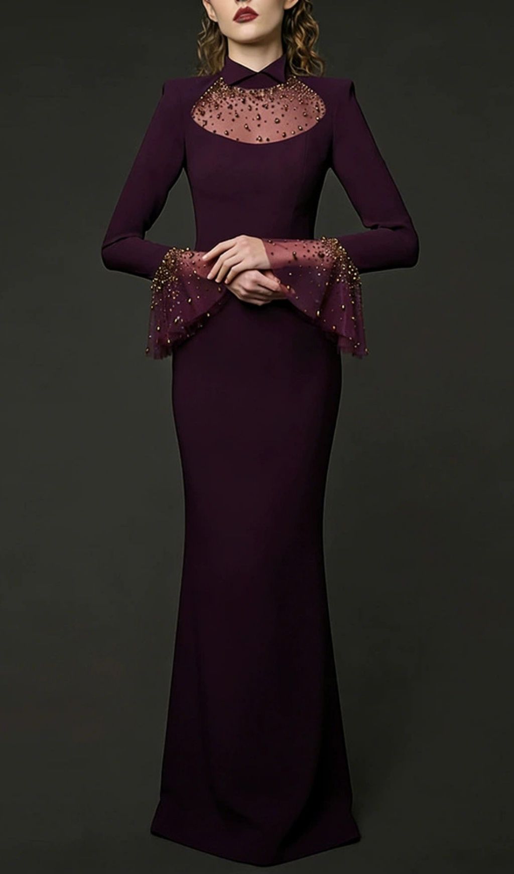Kyrene Embellished Long Sleeve Maxi Dress