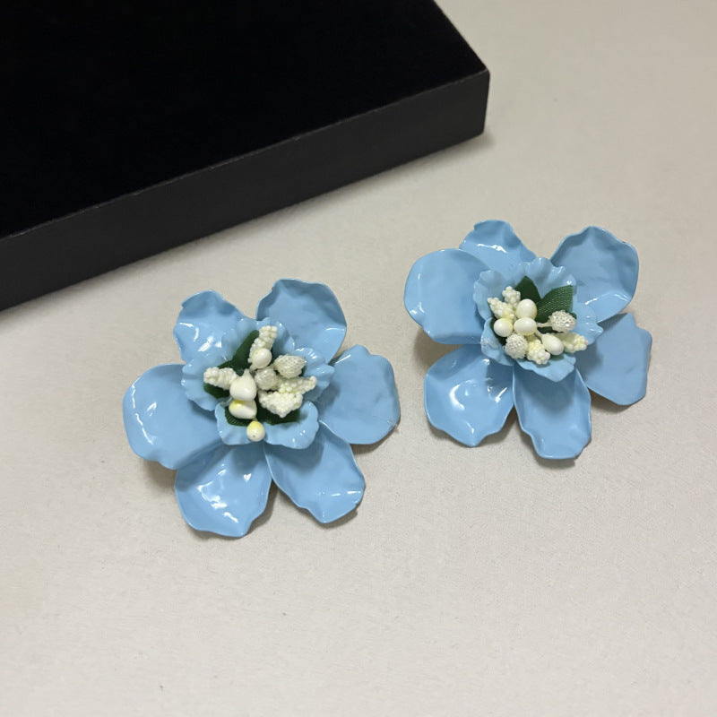 Katey Fuchsia Flower Statement Earrings - Bold Floral Chic