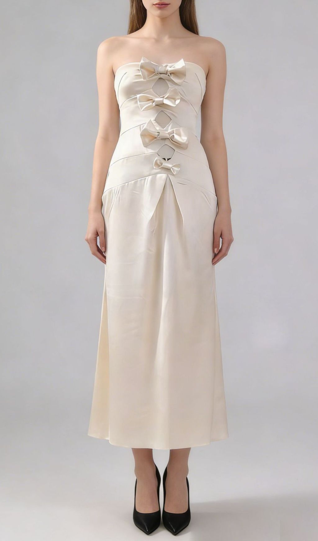 Jenielle Strapless Bow Midi Dress | Elegant Occasion Wear for Women