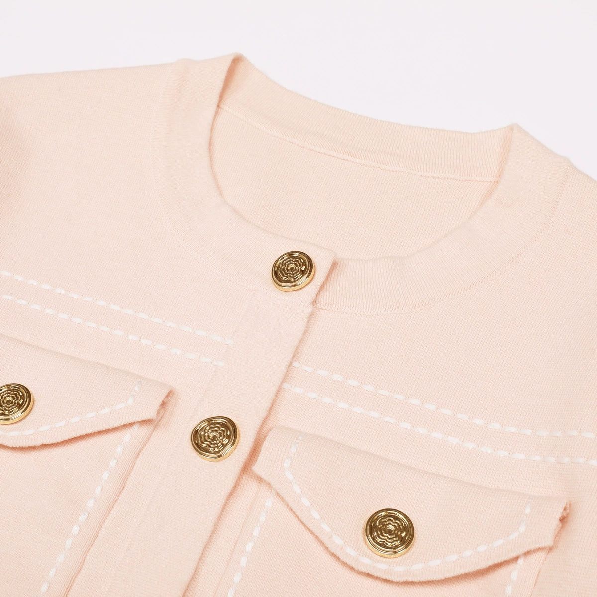 Chic Jumoke Knit Cardigan: Contrast Stitching & Gold Buttons