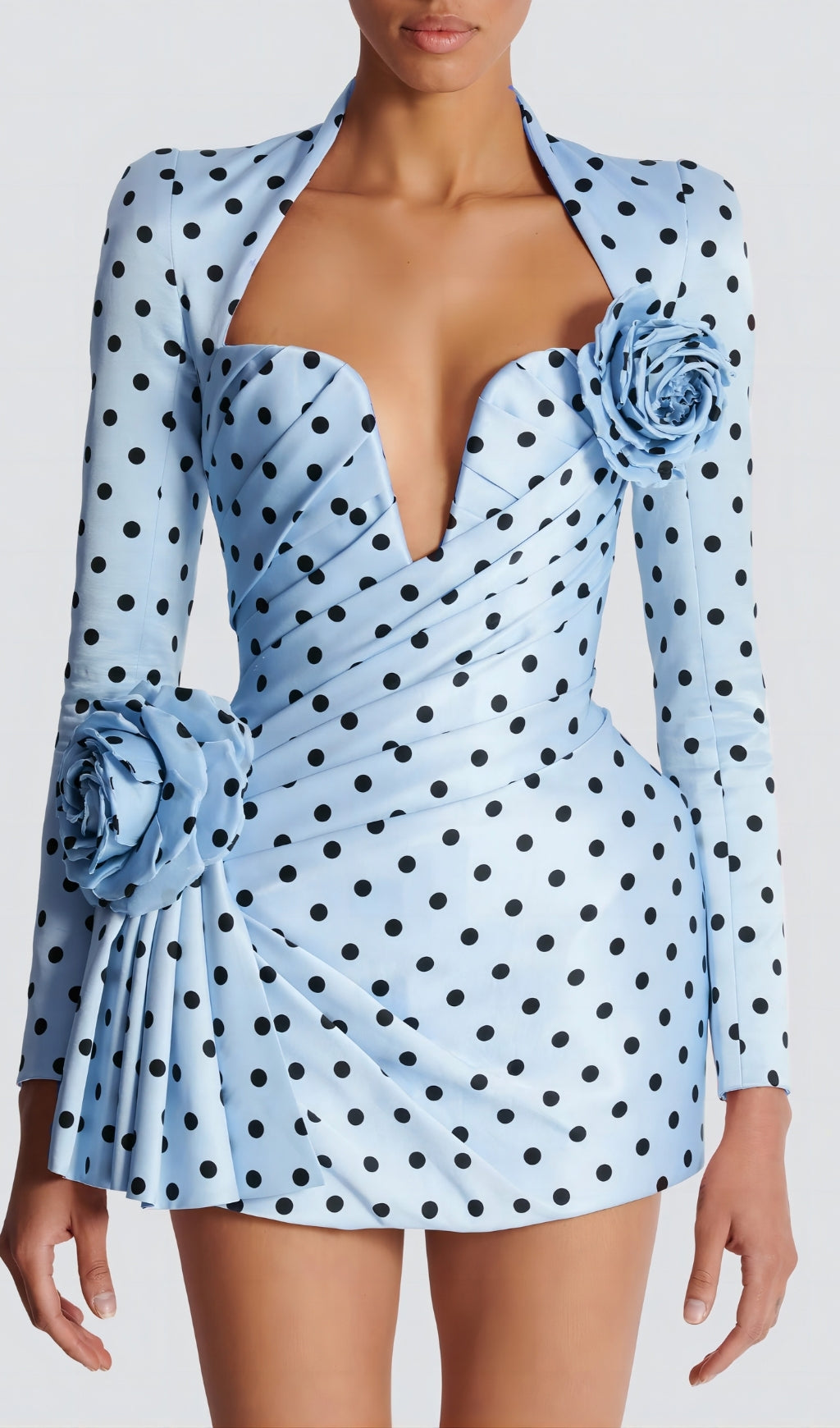 Polka Blue Dots Short Printed Dress