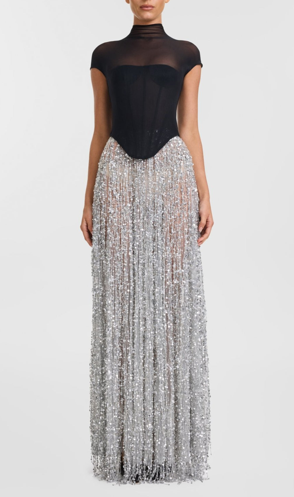Donna Corset Tassel Sequin Maxi Dress
