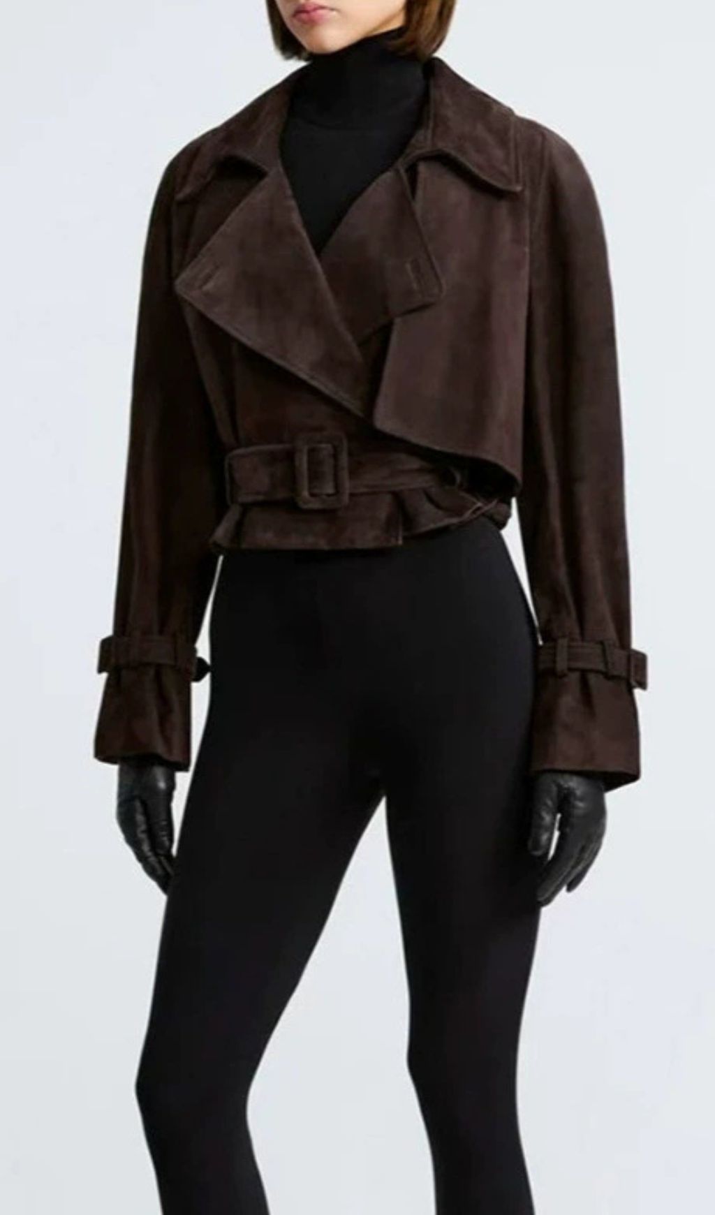 Gittel Brown Belt Crop Coat