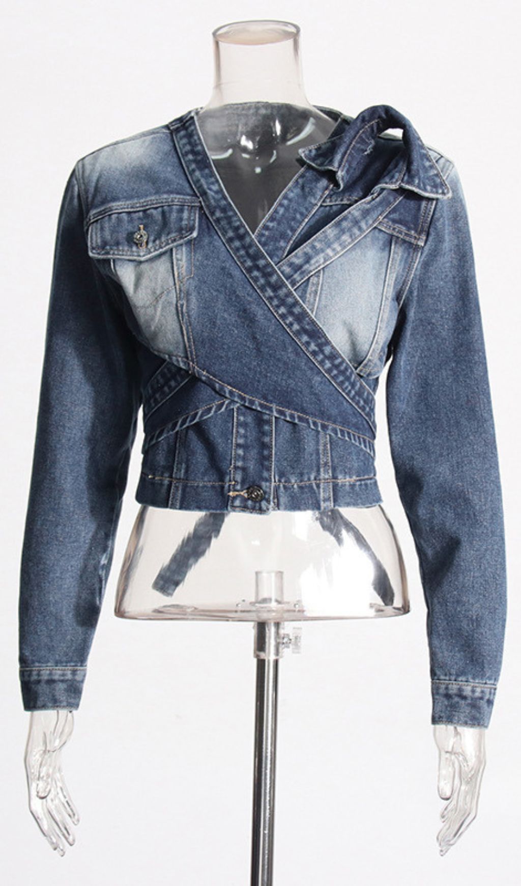 Elandra Deconstruct Denim Jacket for Women | Cropped Statement Style
