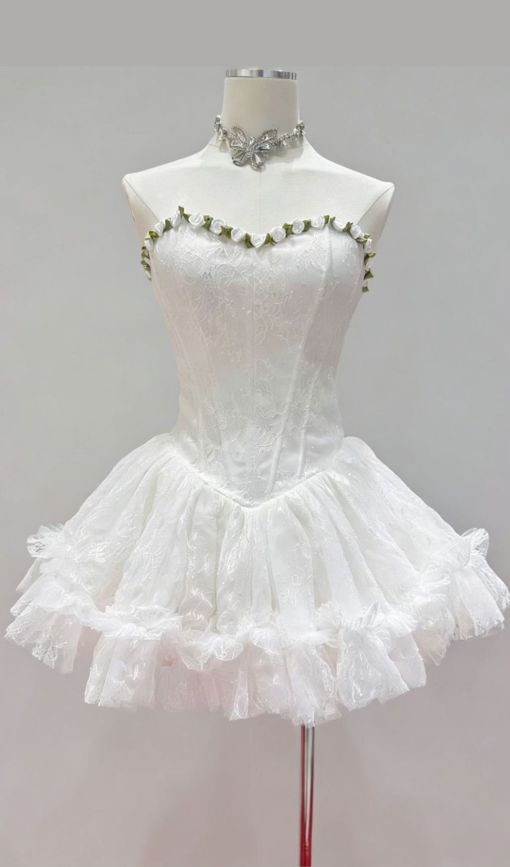 Karmina Chic White Strapless Lace Corset Mini Dress - Figure-Flattering & Dreamy