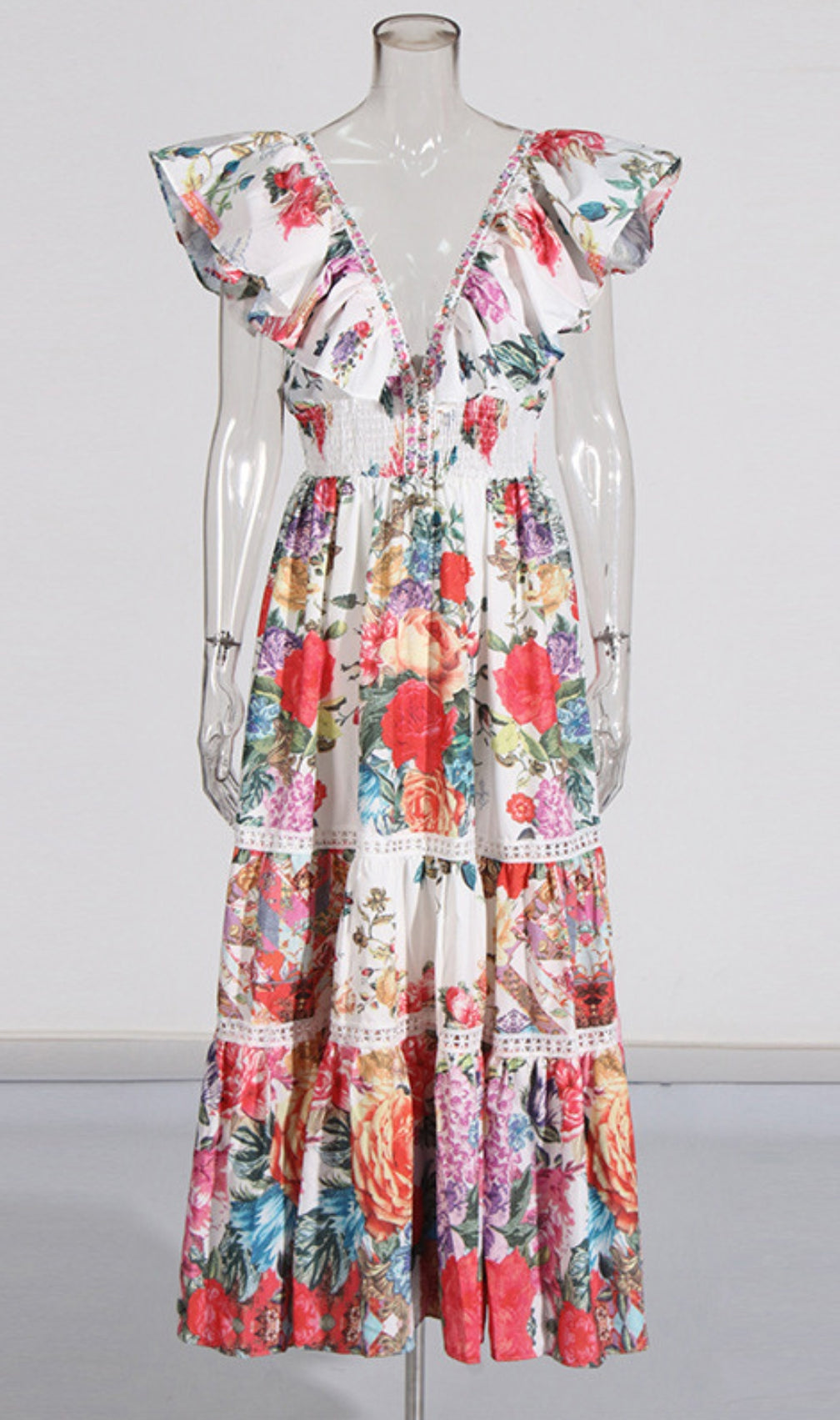 Efrem V-Neck Printed Midi Dress