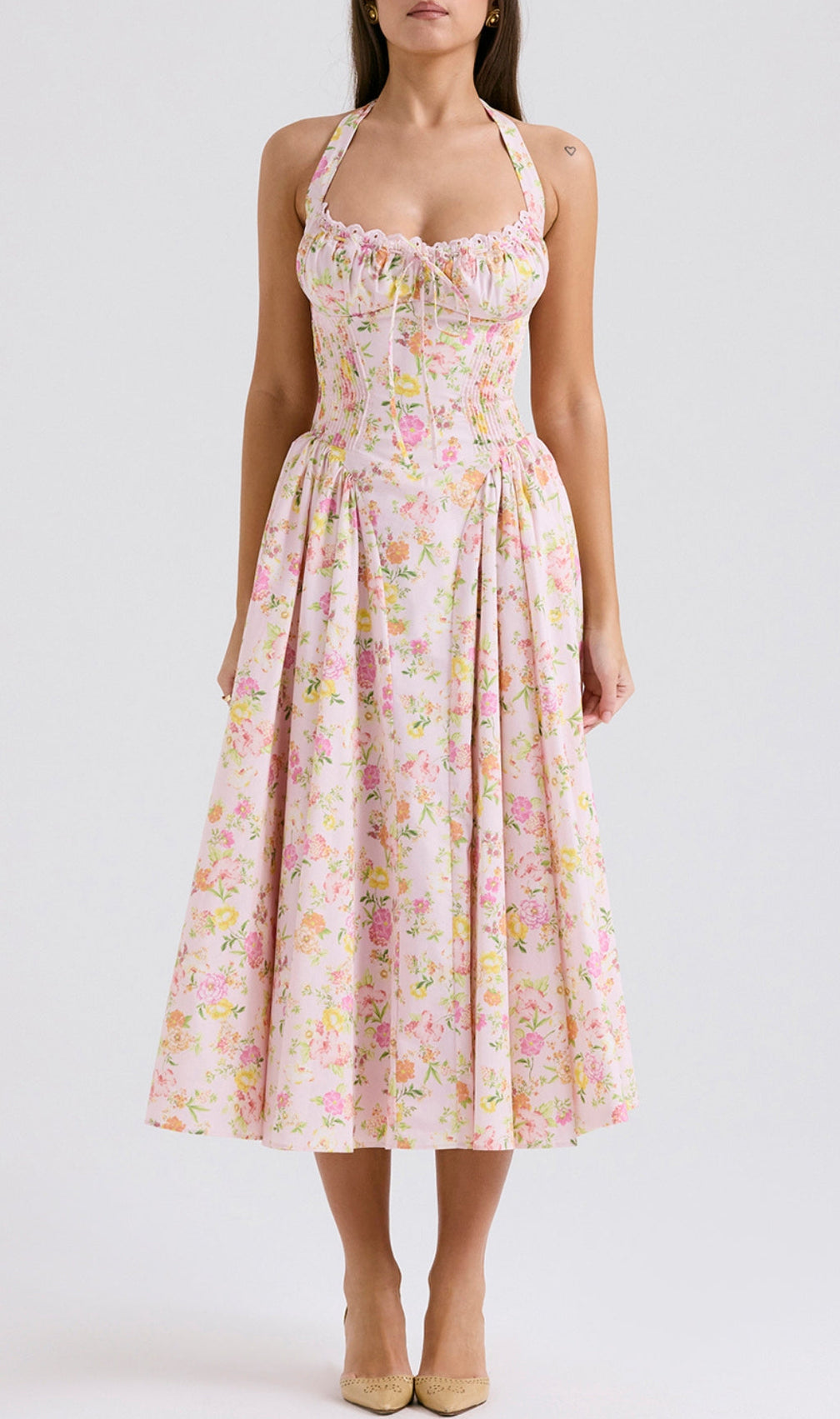 Allegro Pink Floral Midi Dress