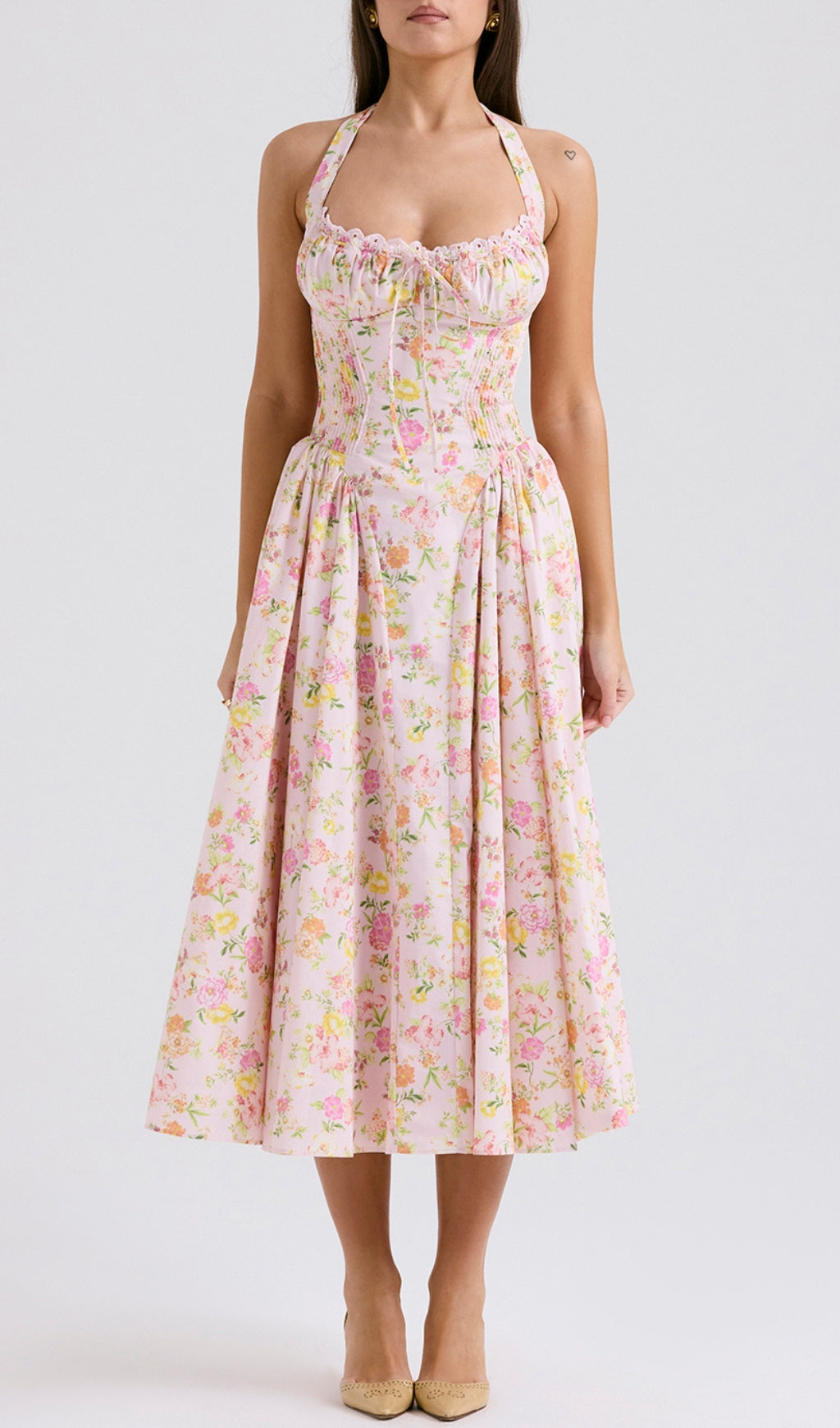 Allegro Pink Floral Midi Dress