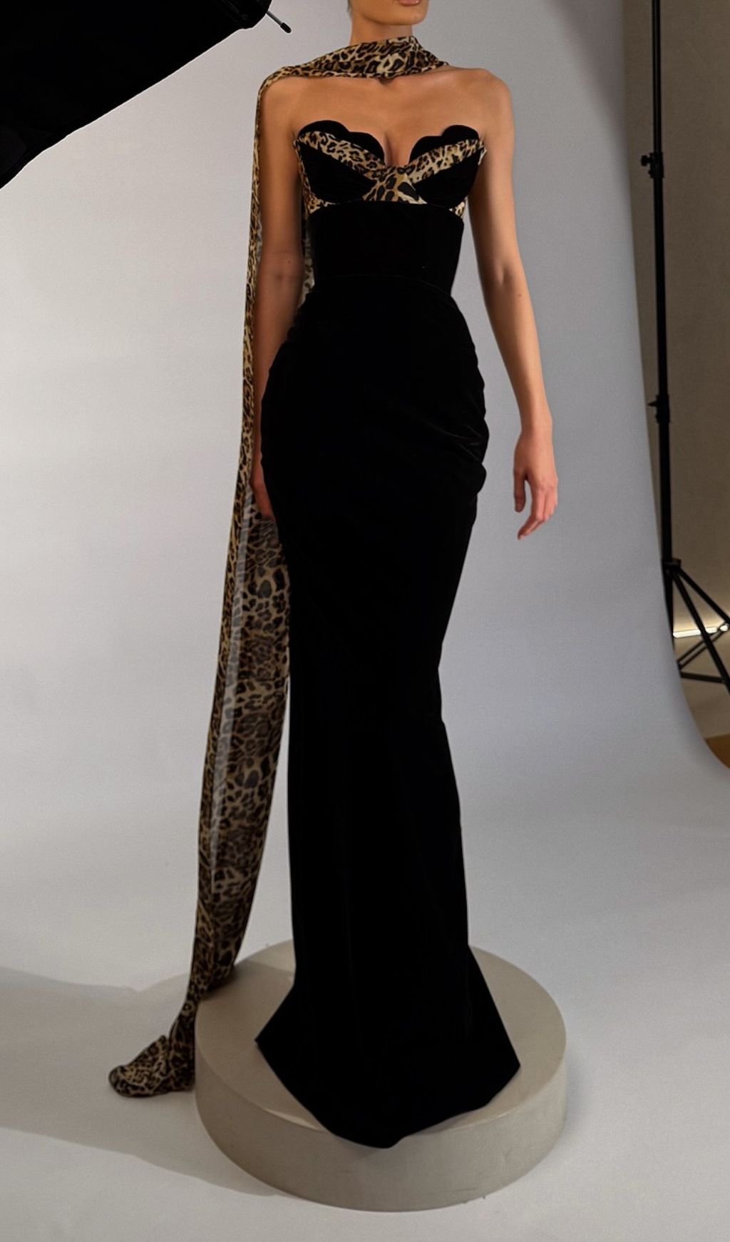 Fox Black Leopard Velvet Maxi Dress
